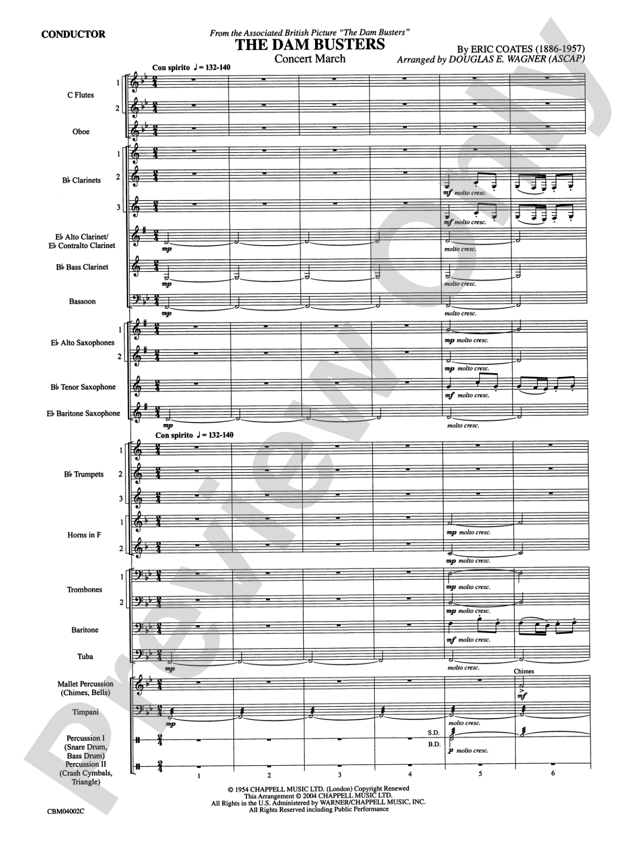 The Dam Busters Concert March: Concert Band Conductor Score & Parts