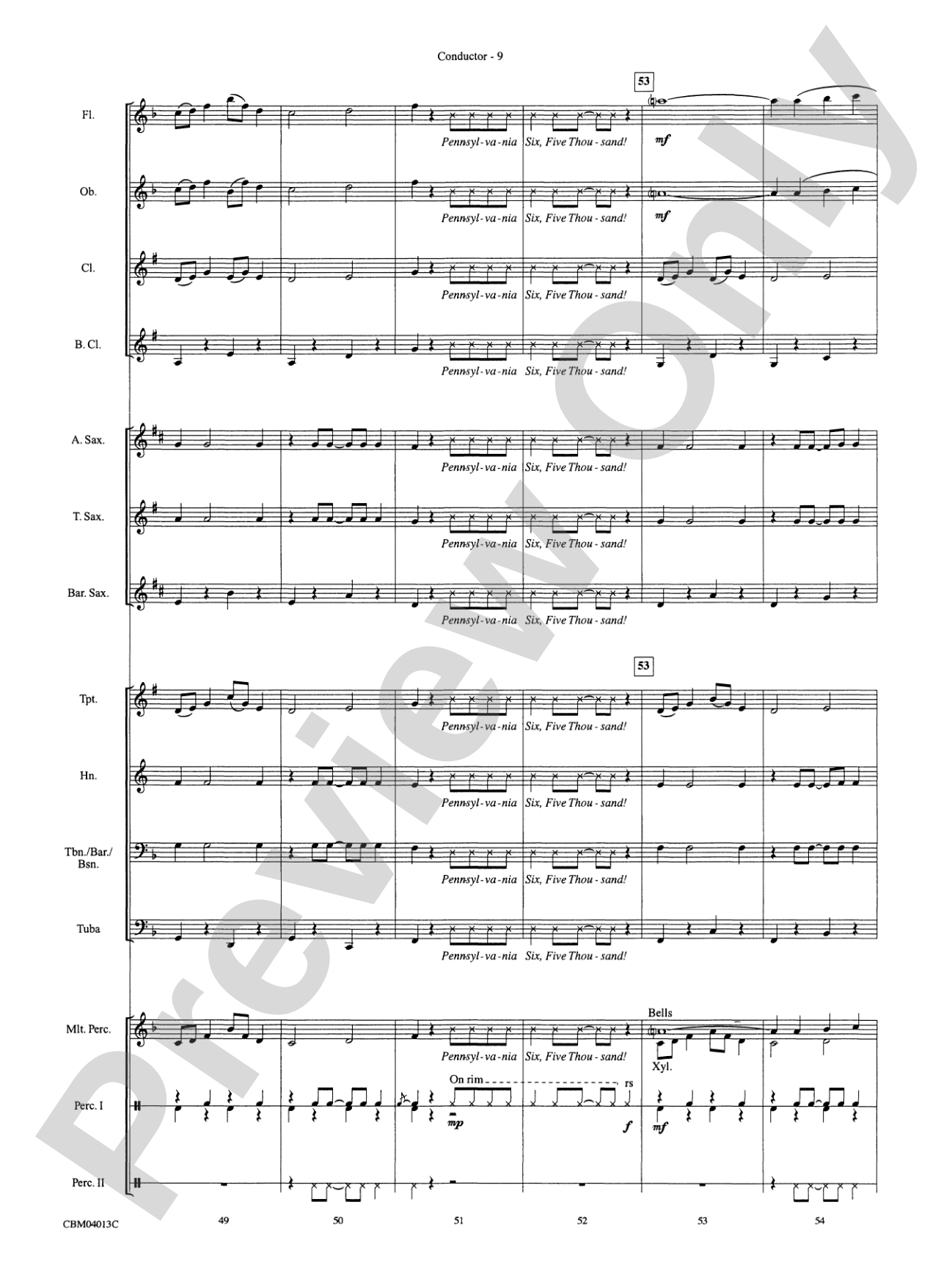 Pennsylvania 6-5000: Concert Band Conductor Score & Parts