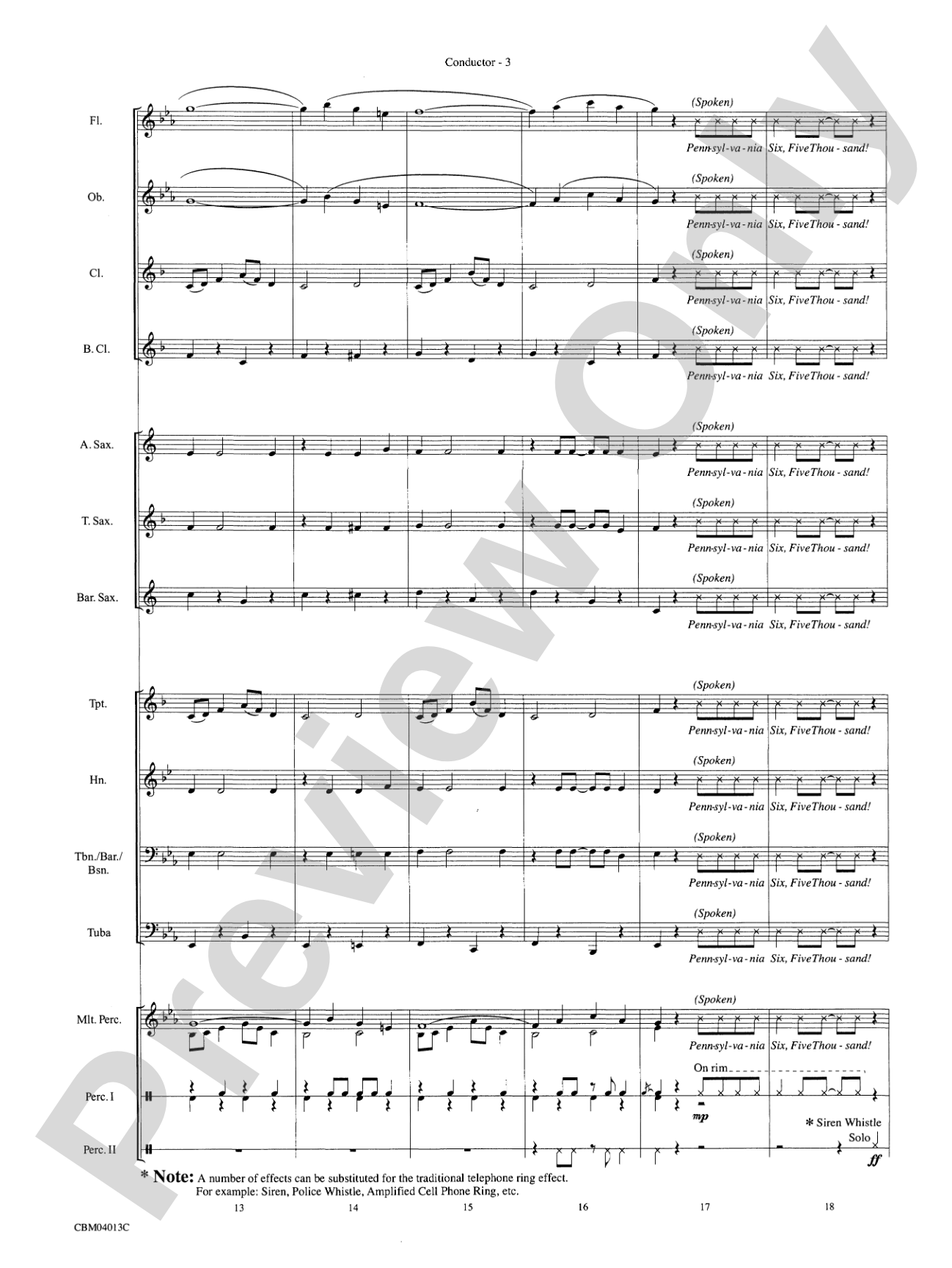 Pennsylvania 6-5000: Concert Band Conductor Score & Parts