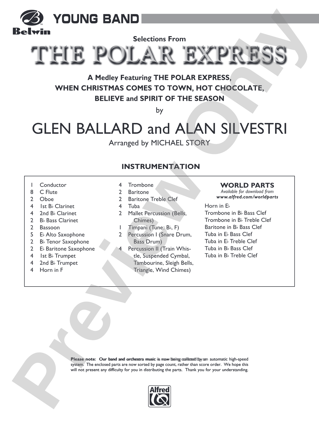 The Polar Express, Selections from: Concert Band Conductor Score & Parts