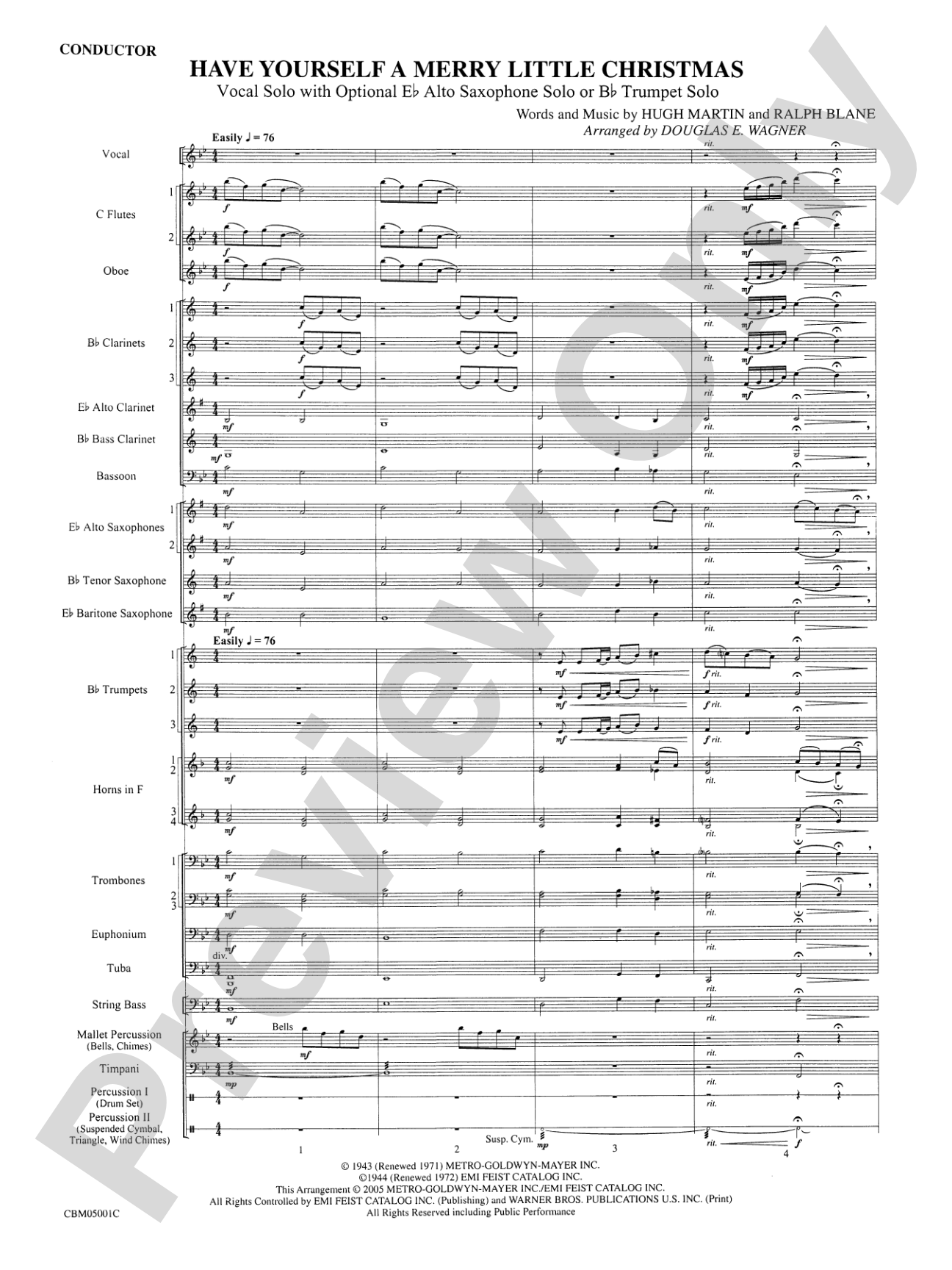 Have Yourself a Merry Little Christmas (Vocal Solo with Opt. E-Flat Alto Saxophone Solo or B-Flat Trumpet Solo): Concert Band Conductor Score & Parts