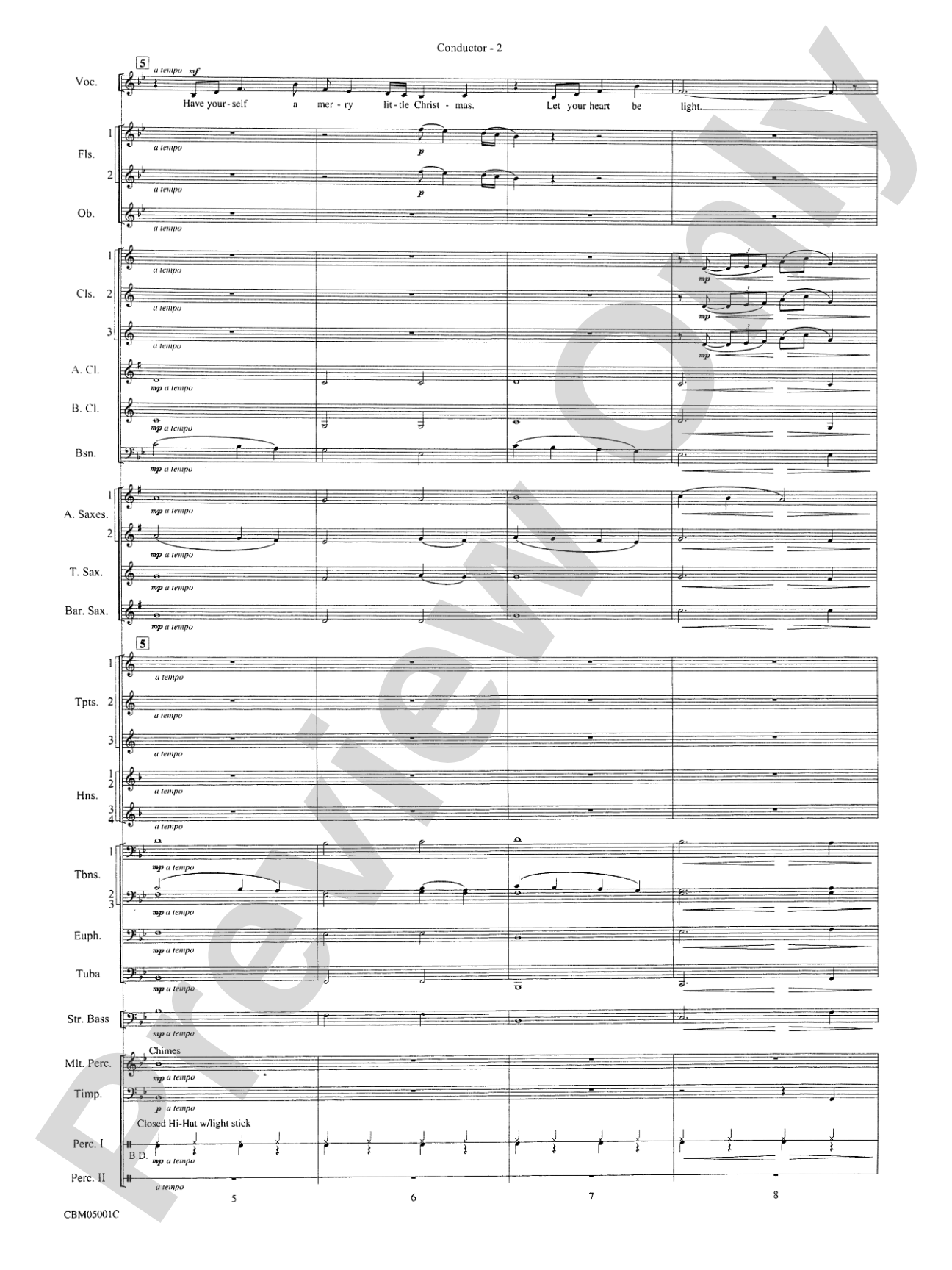 Have Yourself a Merry Little Christmas (Vocal Solo with Opt. E-Flat Alto Saxophone Solo or B-Flat Trumpet Solo): Concert Band Conductor Score & Parts