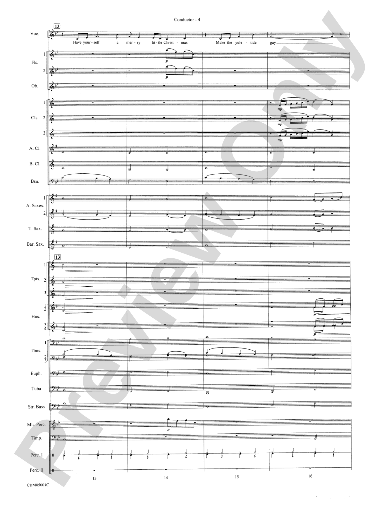 Have Yourself a Merry Little Christmas (Vocal Solo with Opt. E-Flat Alto Saxophone Solo or B-Flat Trumpet Solo): Concert Band Conductor Score & Parts