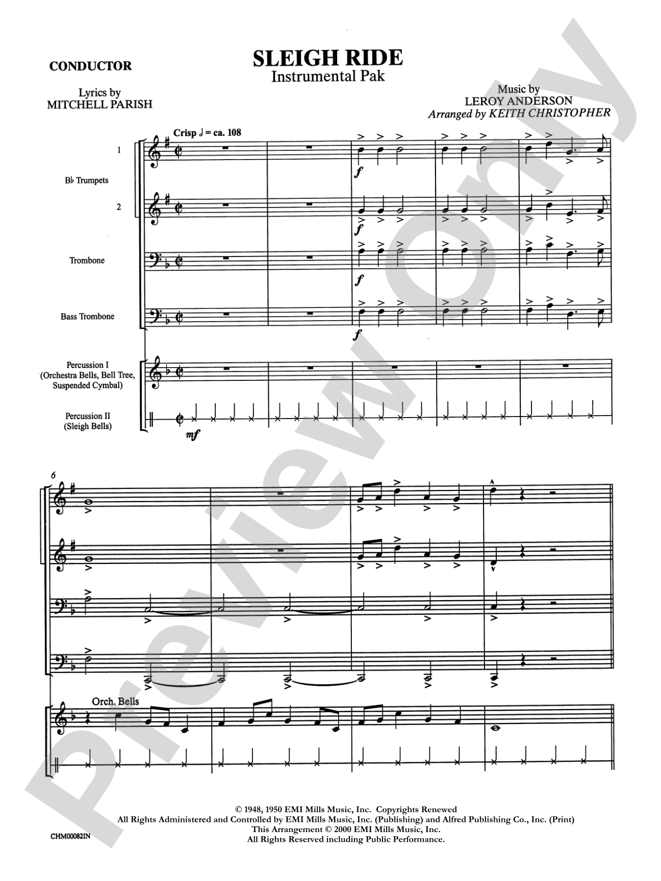 Sleigh Ride: Choral Instrumental Parts