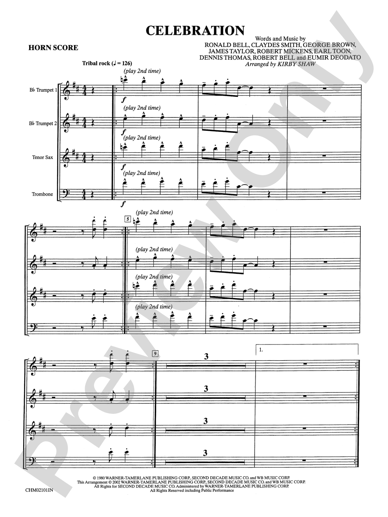 Celebration: Choral Instrumental Parts