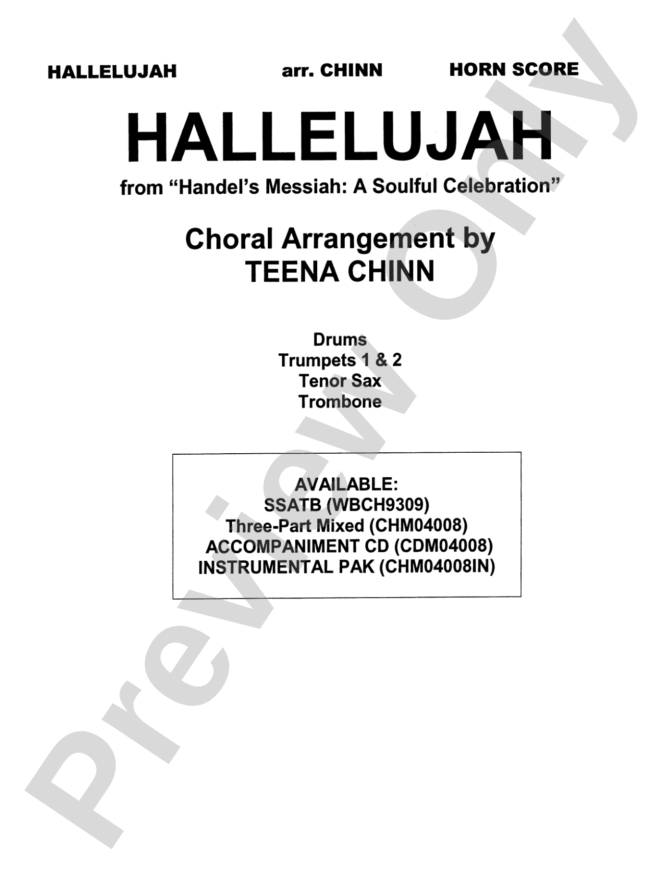 Hallelujah from Handel's Messiah: A Soulful Celebration: Choral Instrumental Parts