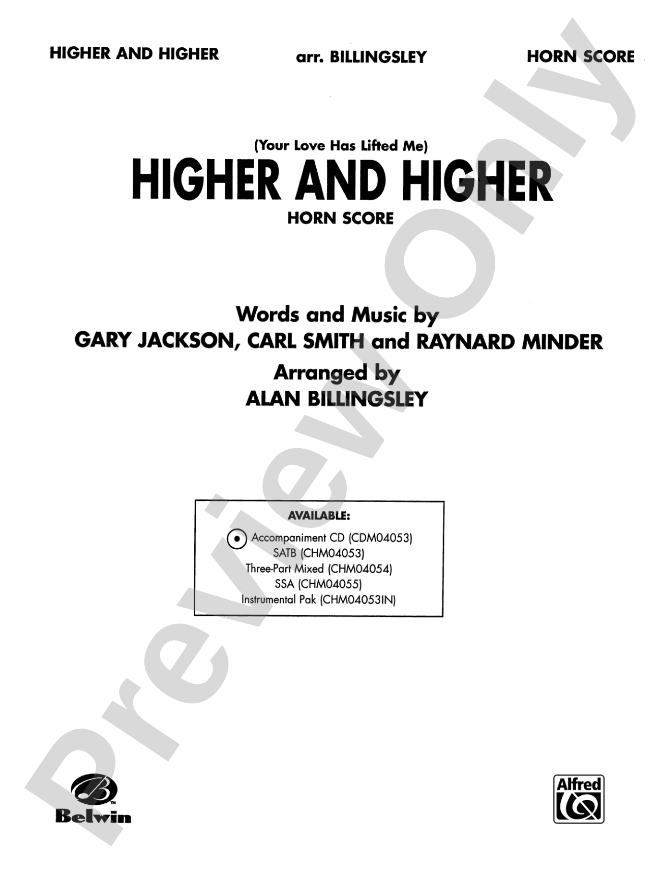 (Your Love Has Lifted Me) Higher and Higher: Choral Instrumental Parts