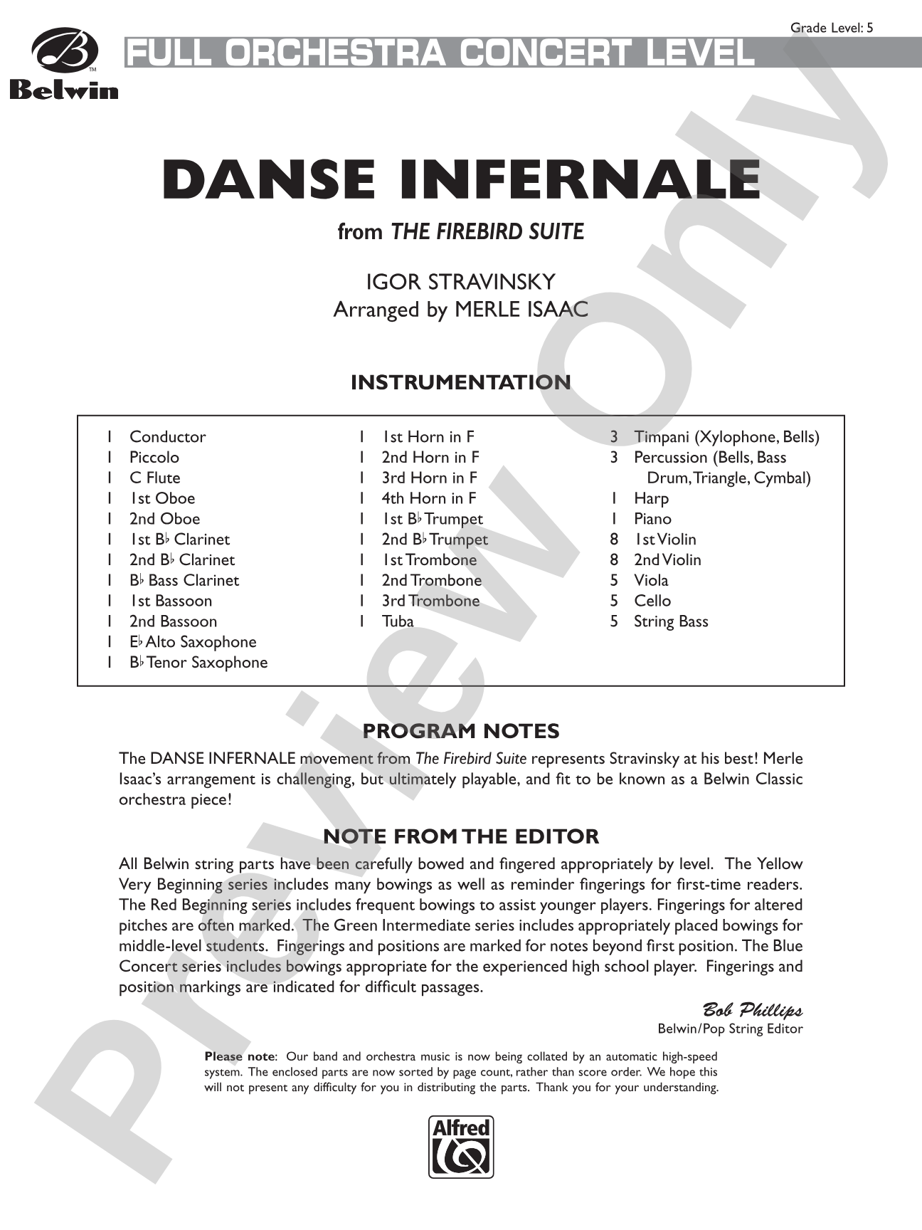 Danse Infernale: Full Orchestra Conductor Score & Parts