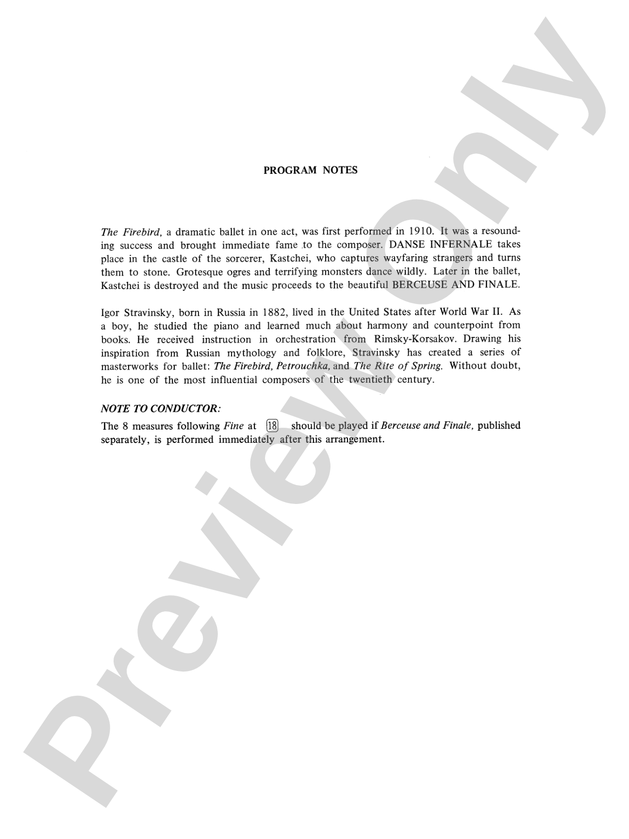 Danse Infernale: Full Orchestra Conductor Score & Parts
