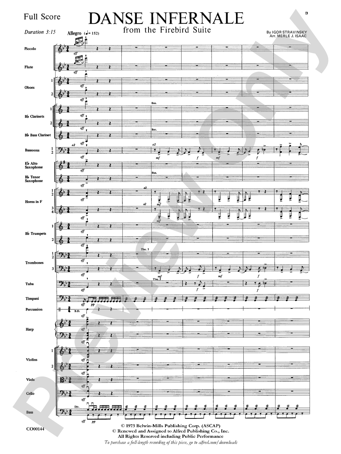 Danse Infernale: Full Orchestra Conductor Score & Parts