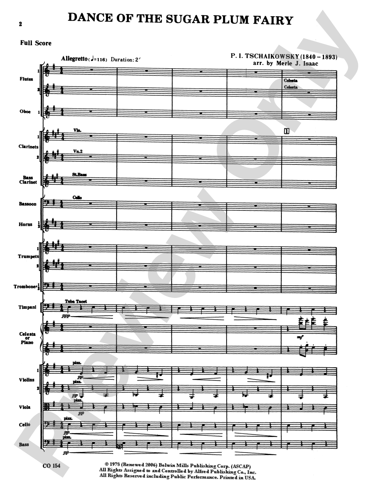 Nutcracker Ballet, Set I ("Dance of the Sugar Plum Fairy" and "Waltz of the Flowers"): Full Orchestra Conductor Score & Parts