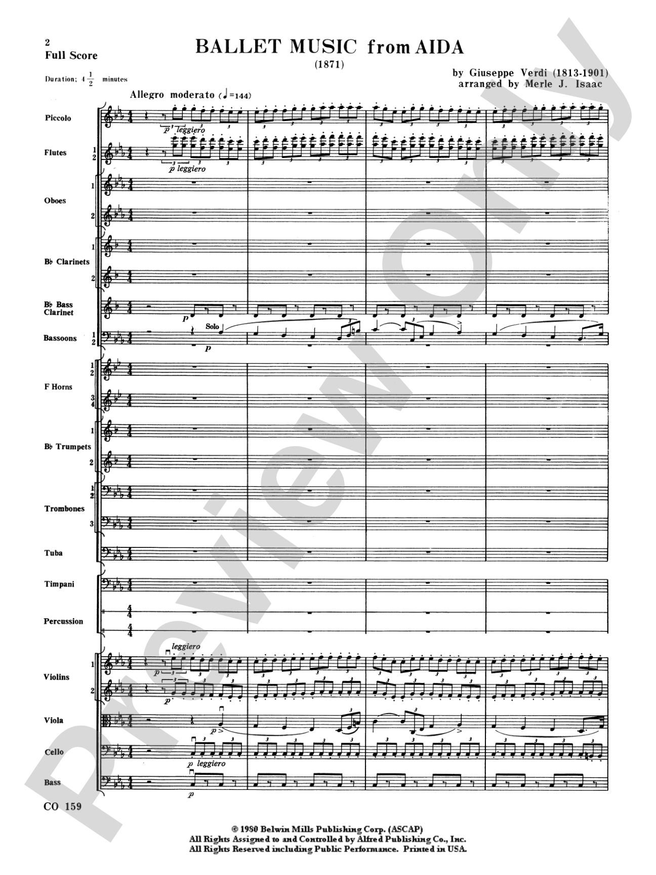 Ballet Music from Aïda: Full Orchestra Conductor Score & Parts