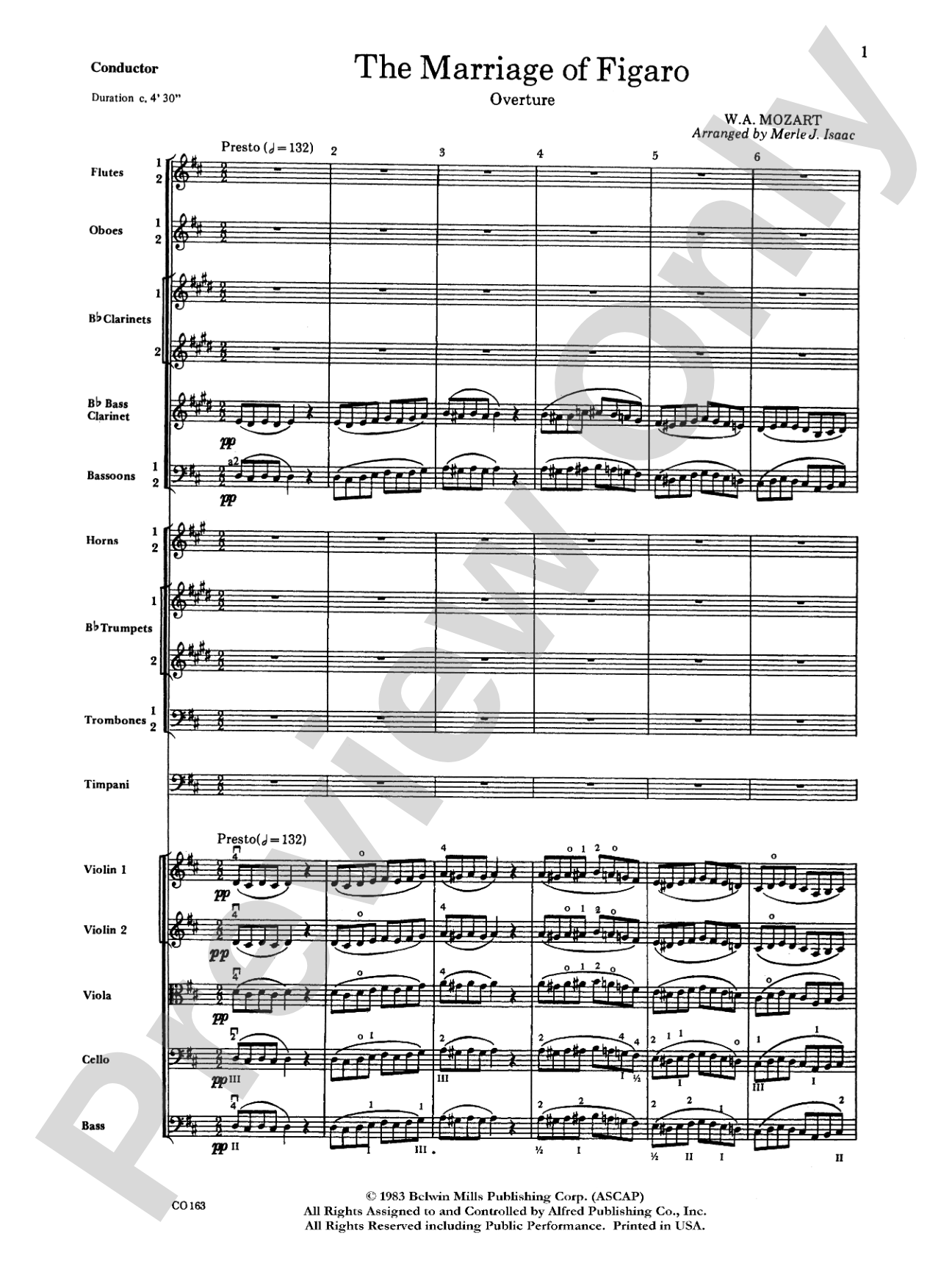 The Marriage of Figaro -- Overture: Full Orchestra Conductor Score & Parts