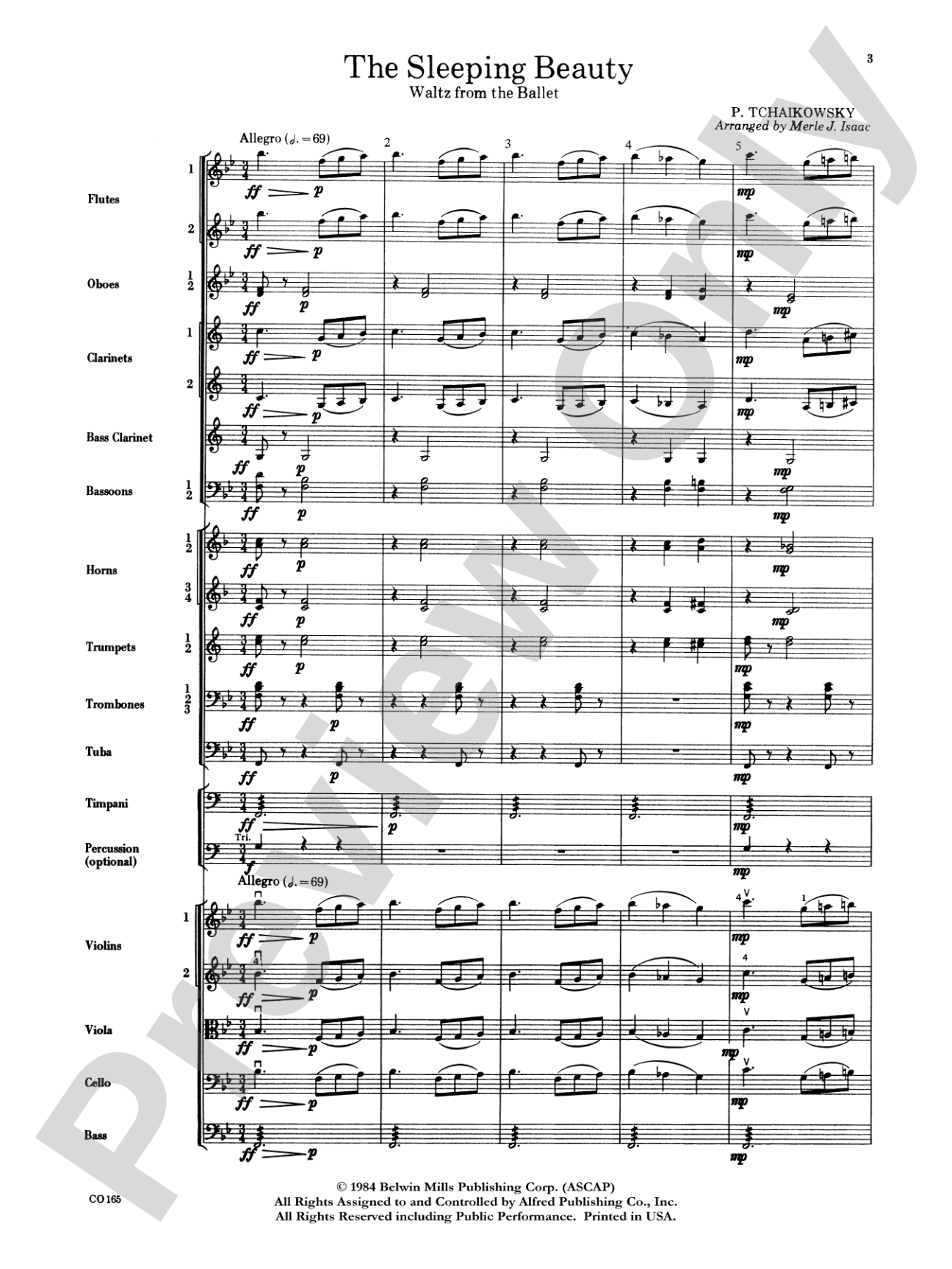 Sleeping Beauty (Waltz from the Ballet): Full Orchestra Conductor Score & Parts