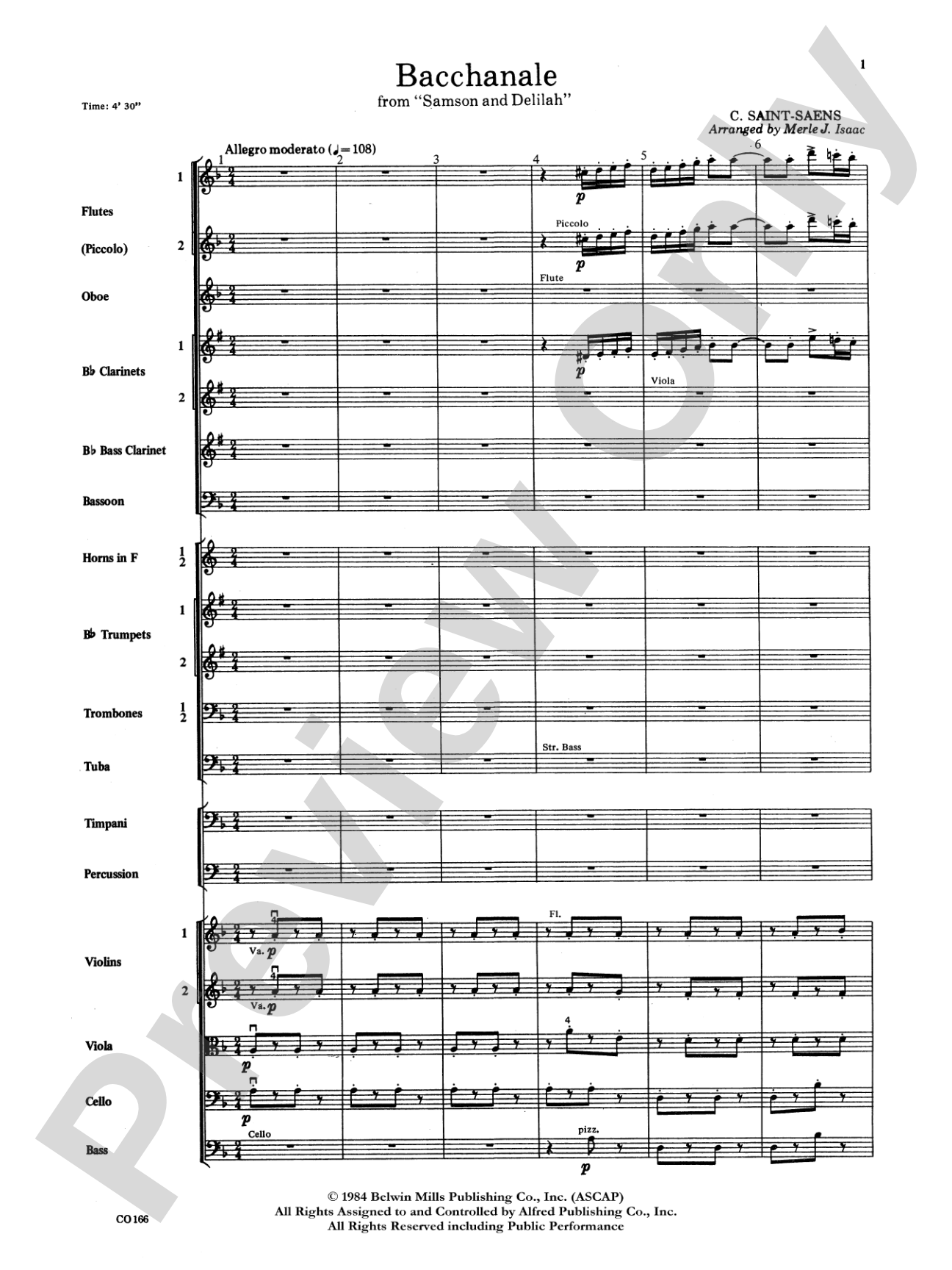 Bacchanale from Samson and Delilah: Full Orchestra Conductor Score & Parts