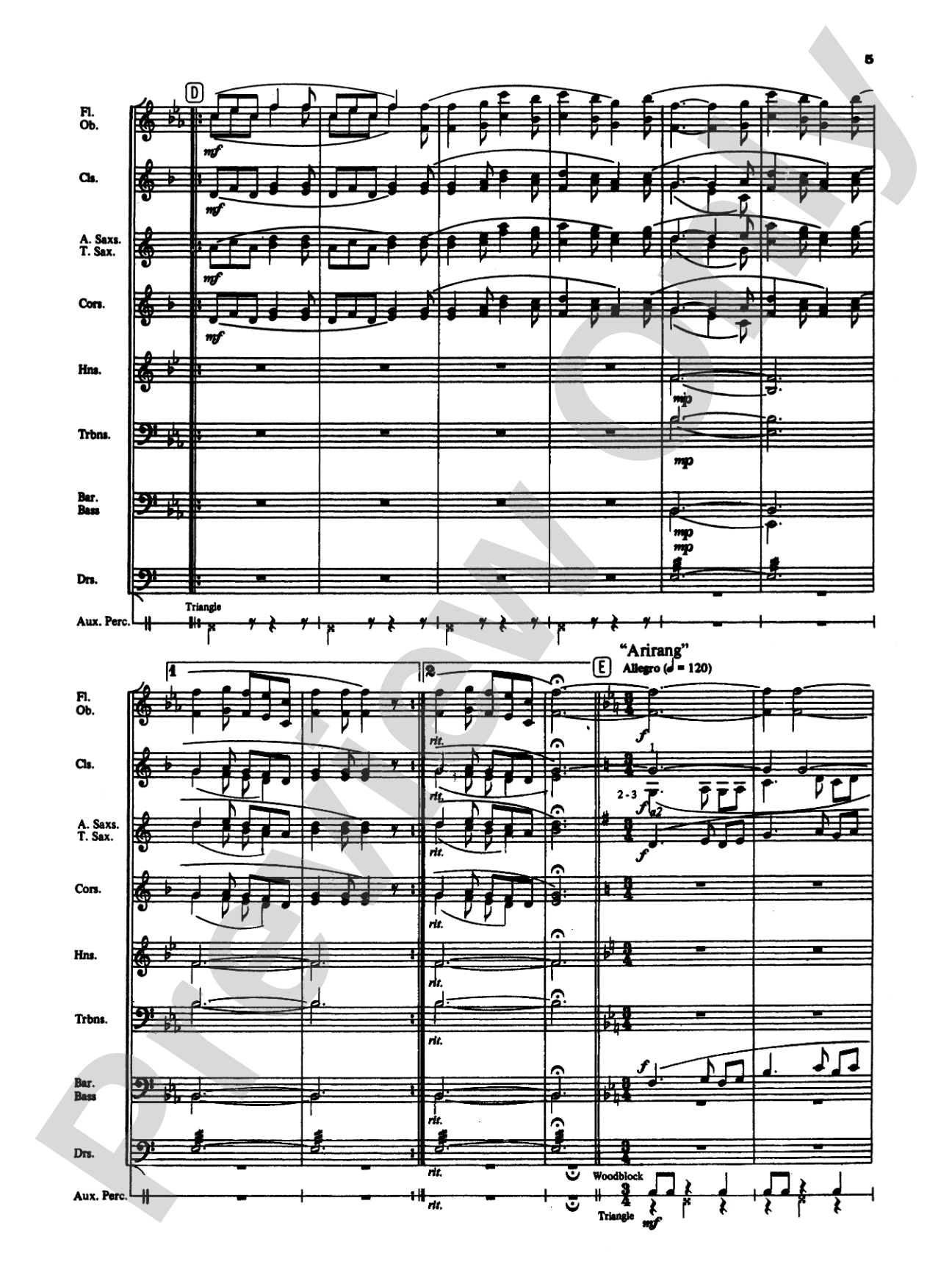 Korean Folk Song Medley: Concert Band Conductor Score & Parts