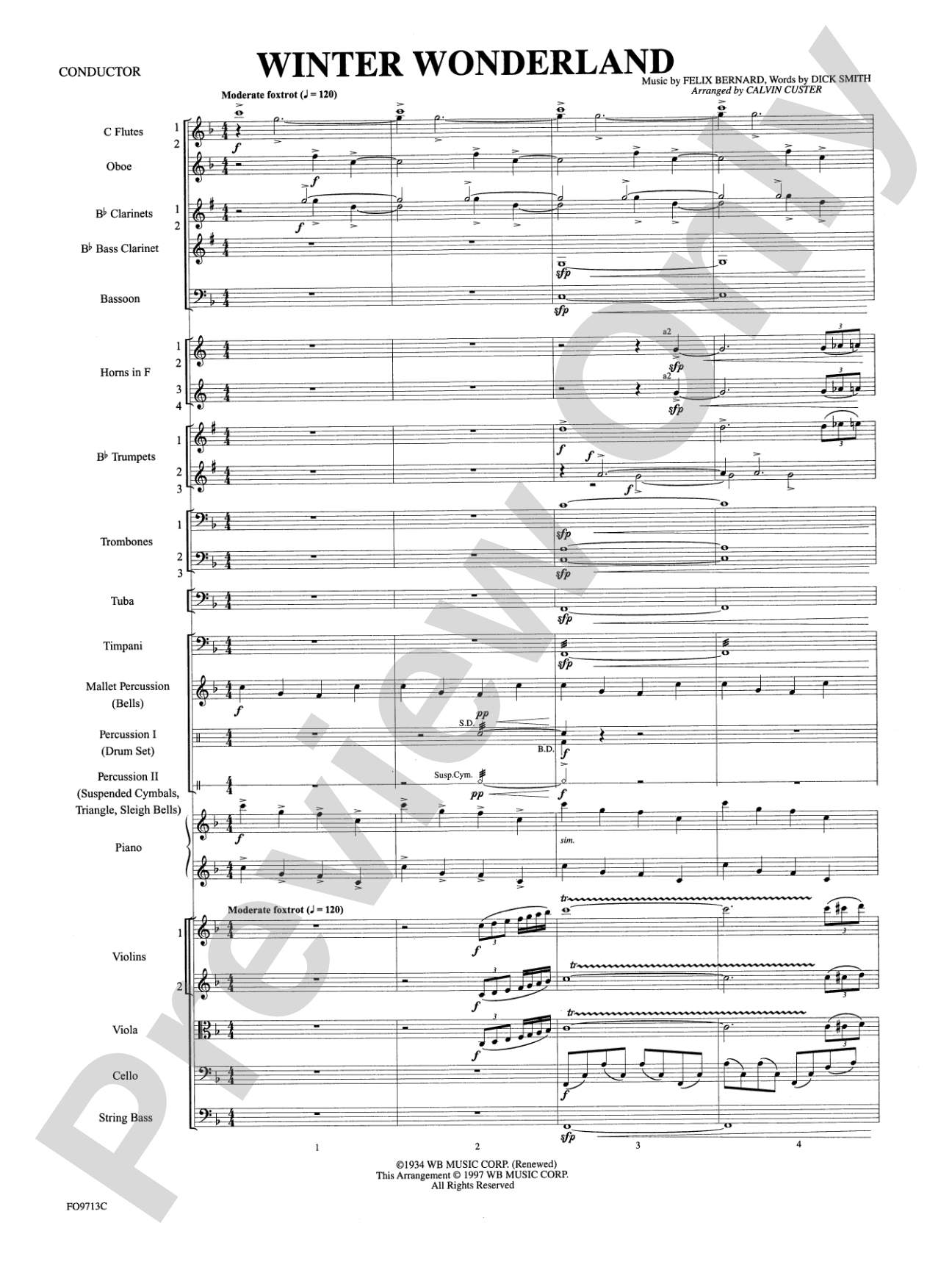 Winter Wonderland: Full Orchestra Conductor Score & Parts