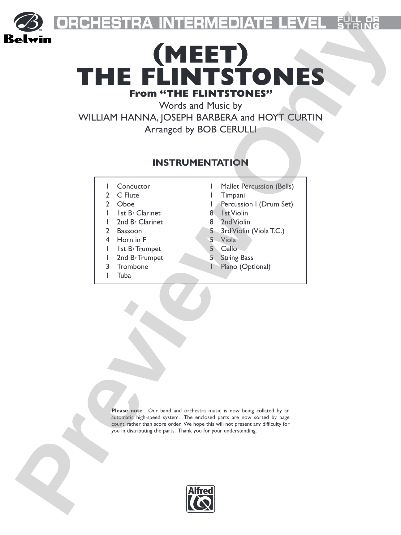 (Meet) The Flintstones: Full Orchestra Conductor Score & Parts