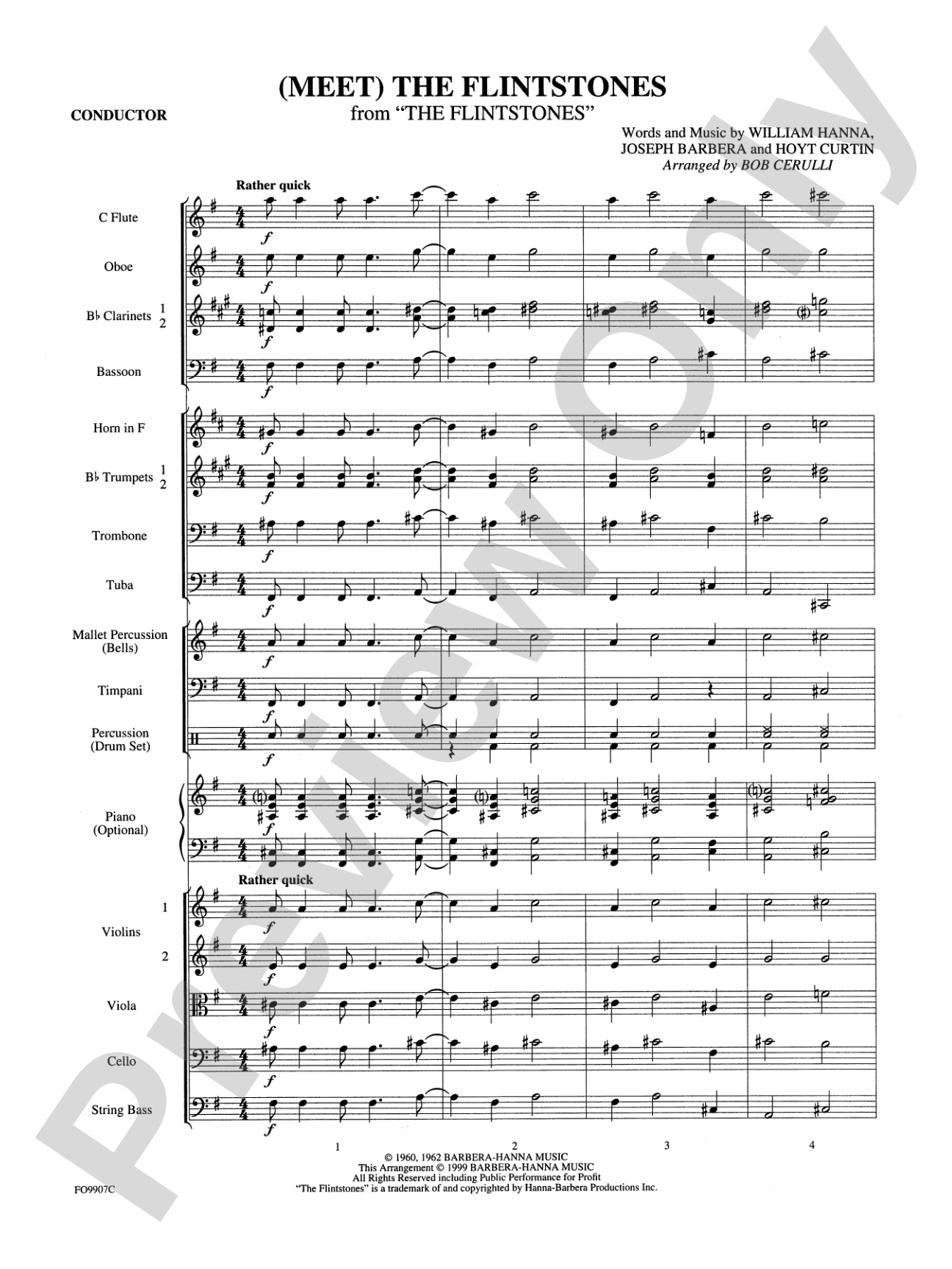 (Meet) The Flintstones: Full Orchestra Conductor Score & Parts