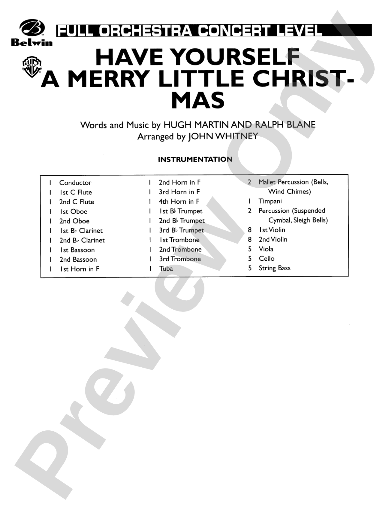 Have Yourself a Merry Little Christmas: Full Orchestra Conductor Score & Parts