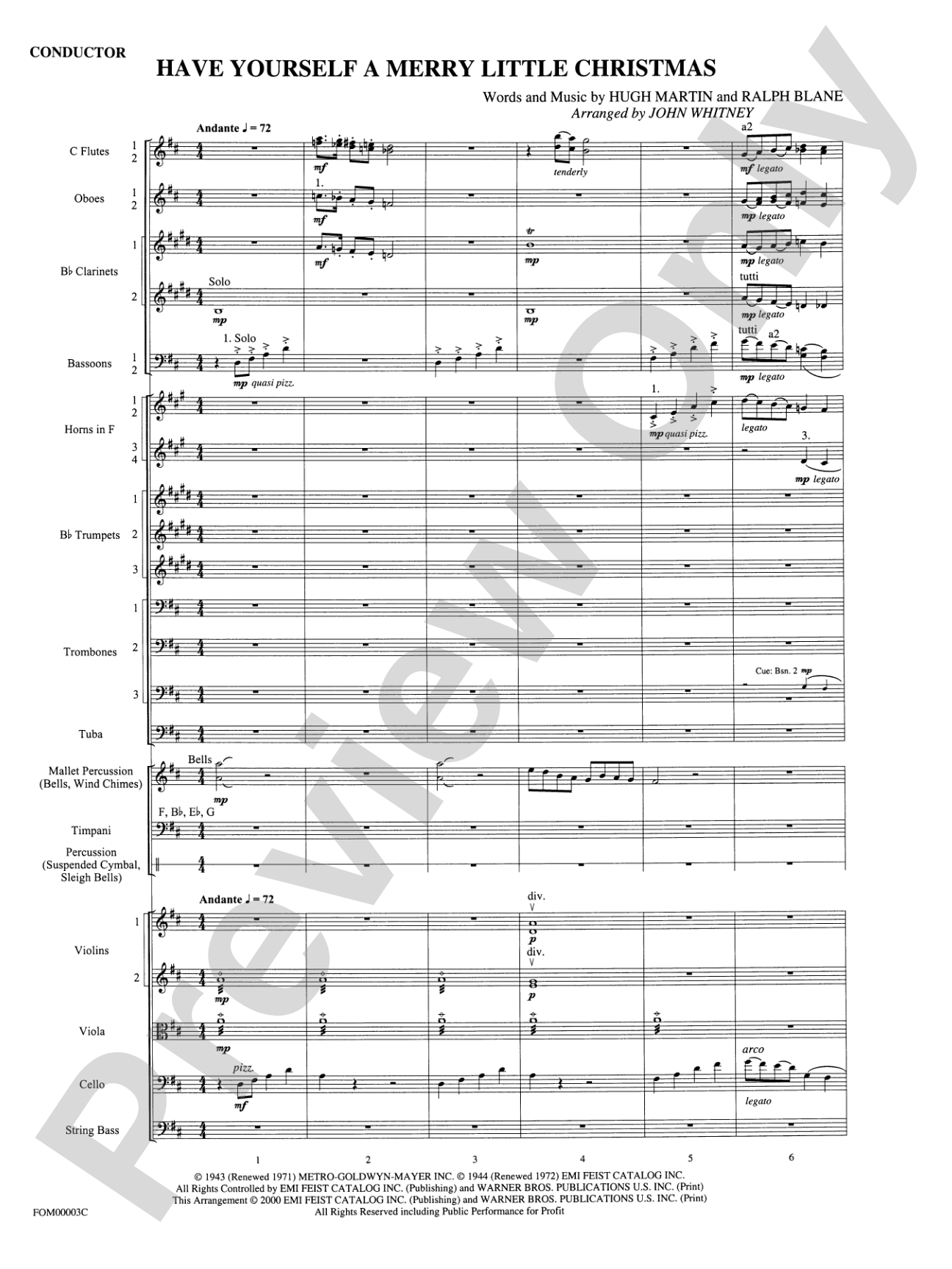 Have Yourself a Merry Little Christmas: Full Orchestra Conductor Score & Parts