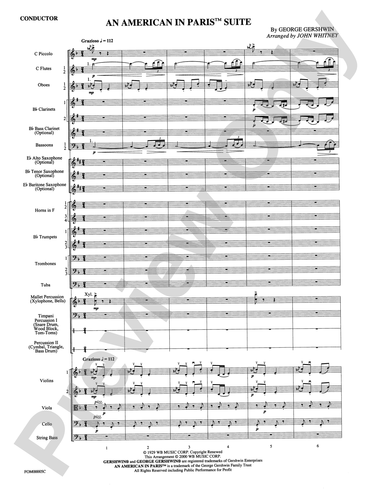 An American in Paris Suite: Full Orchestra Conductor Score & Parts