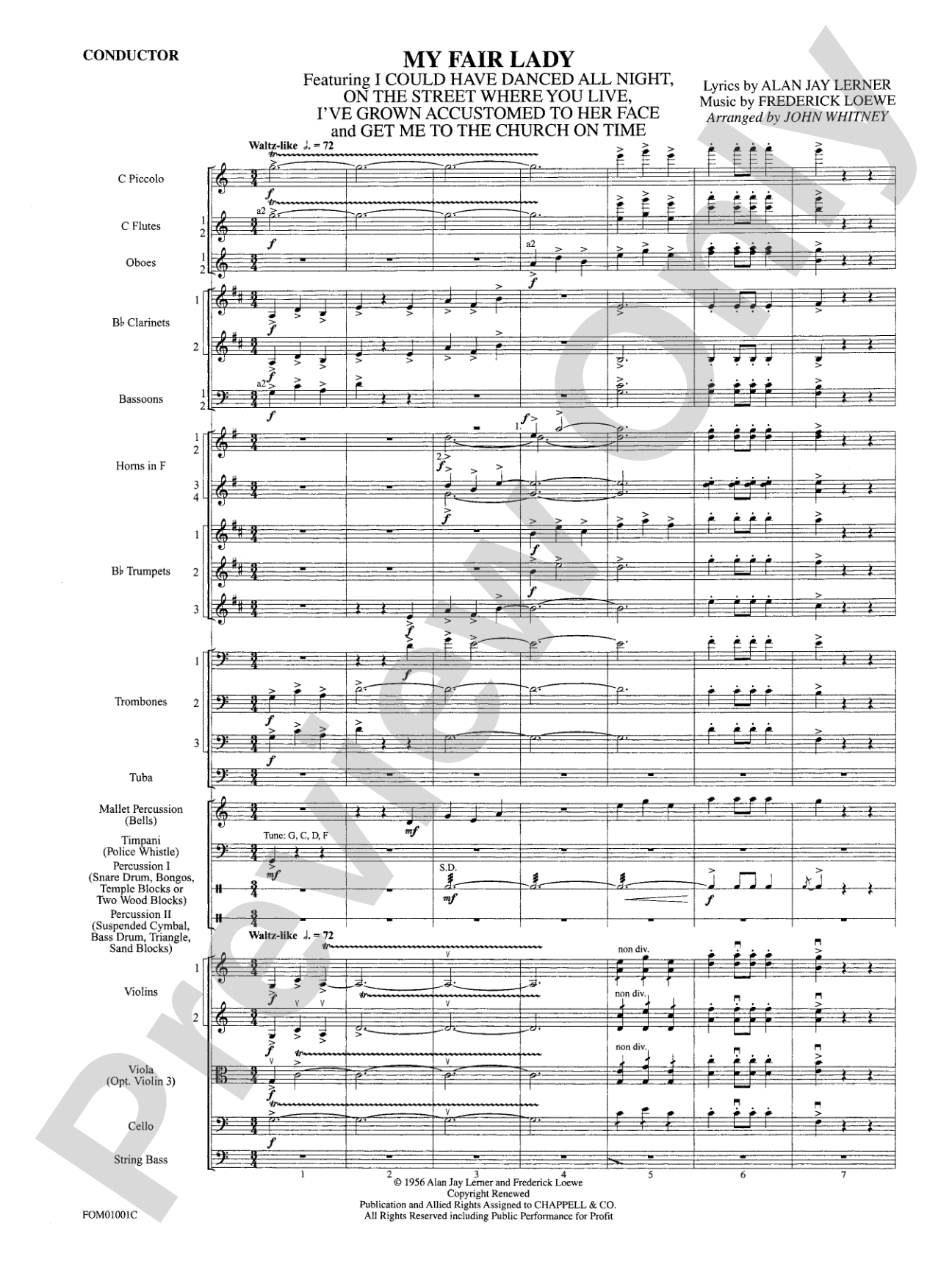 My Fair Lady (Medley): Full Orchestra Conductor Score & Parts