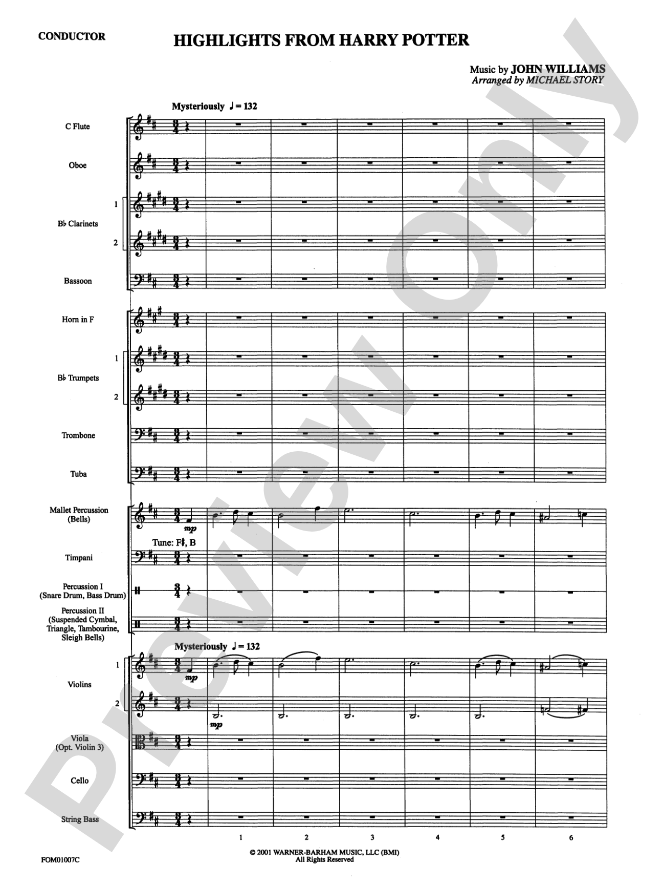 Harry Potter, Highlights from: Full Orchestra Conductor Score & Parts