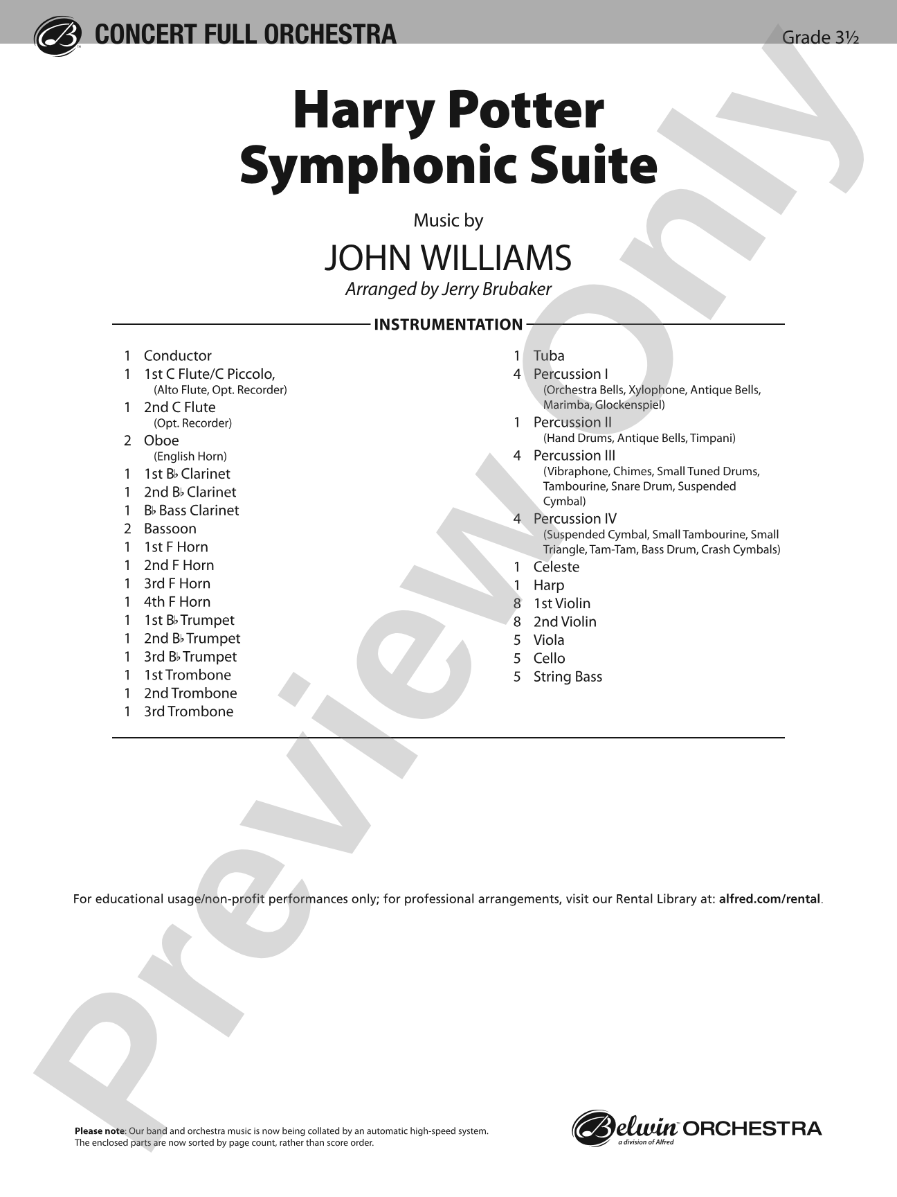 Harry Potter Symphonic Suite: Score
