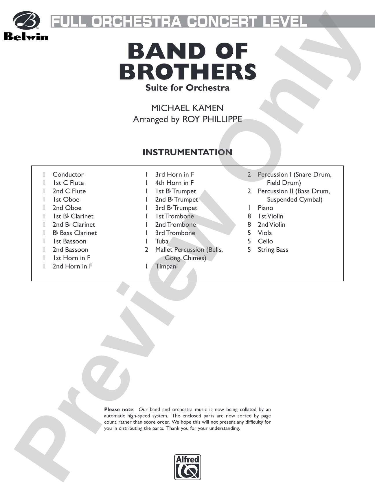 Band of Brothers: Full Orchestra Conductor Score & Parts