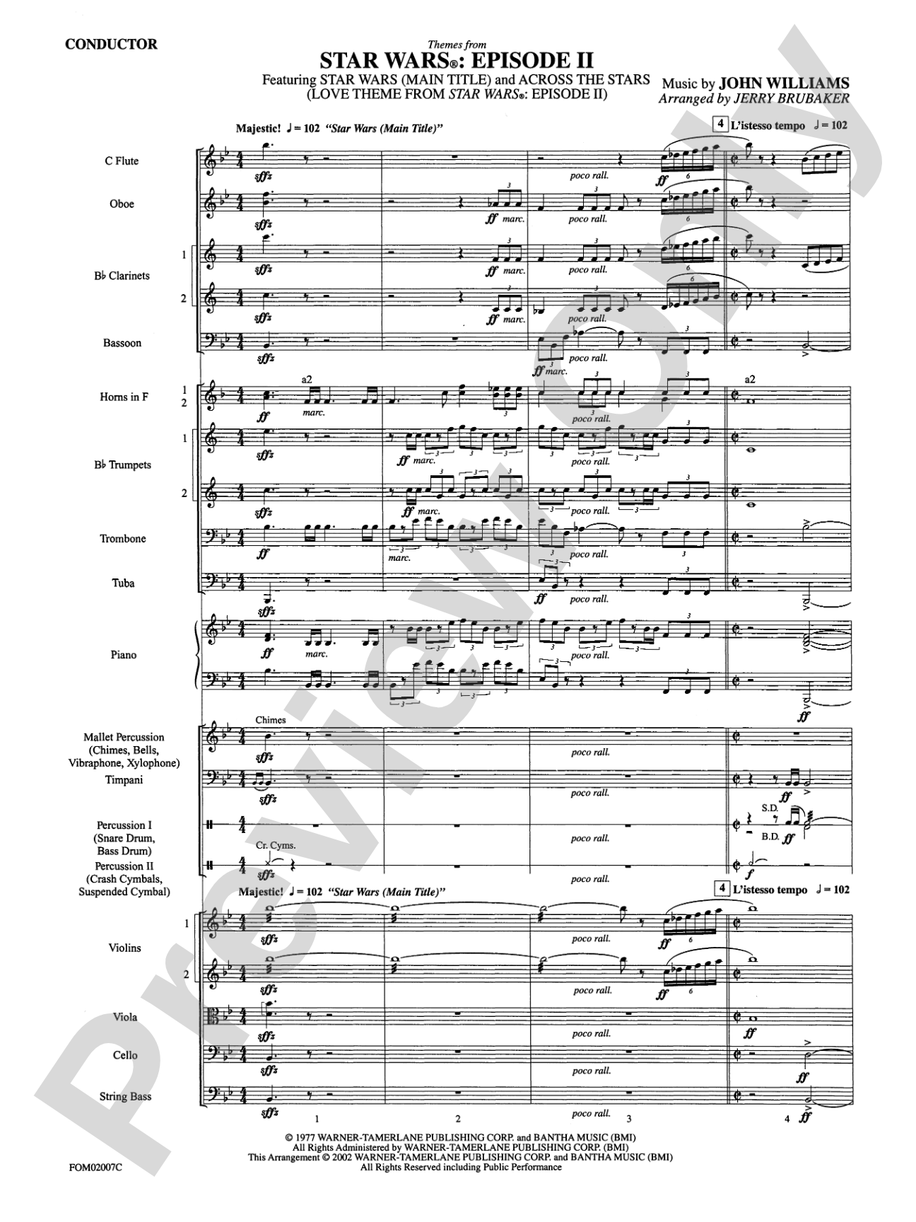 Star Wars®: Episode II Attack of the Clones: Full Orchestra Conductor Score & Parts