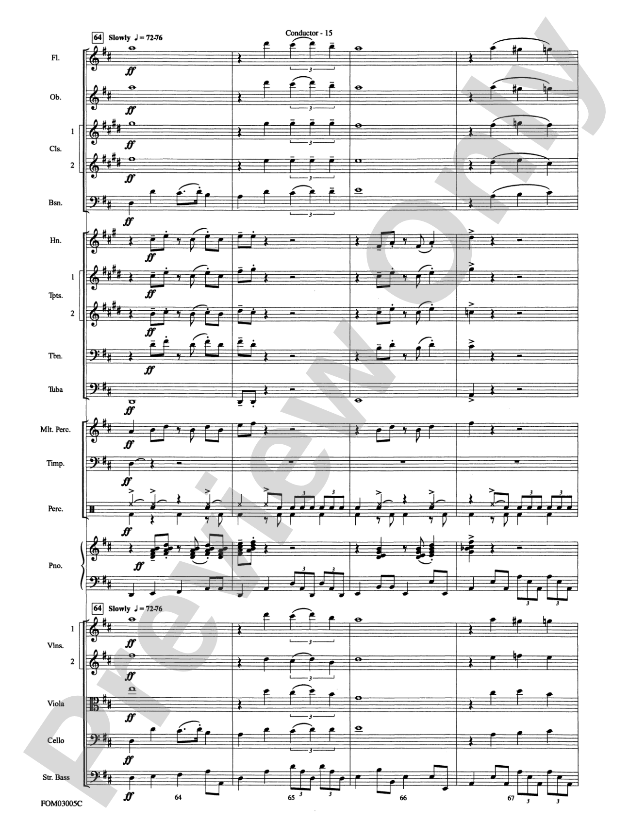 New York, New York, Theme from: Full Orchestra Conductor Score & Parts