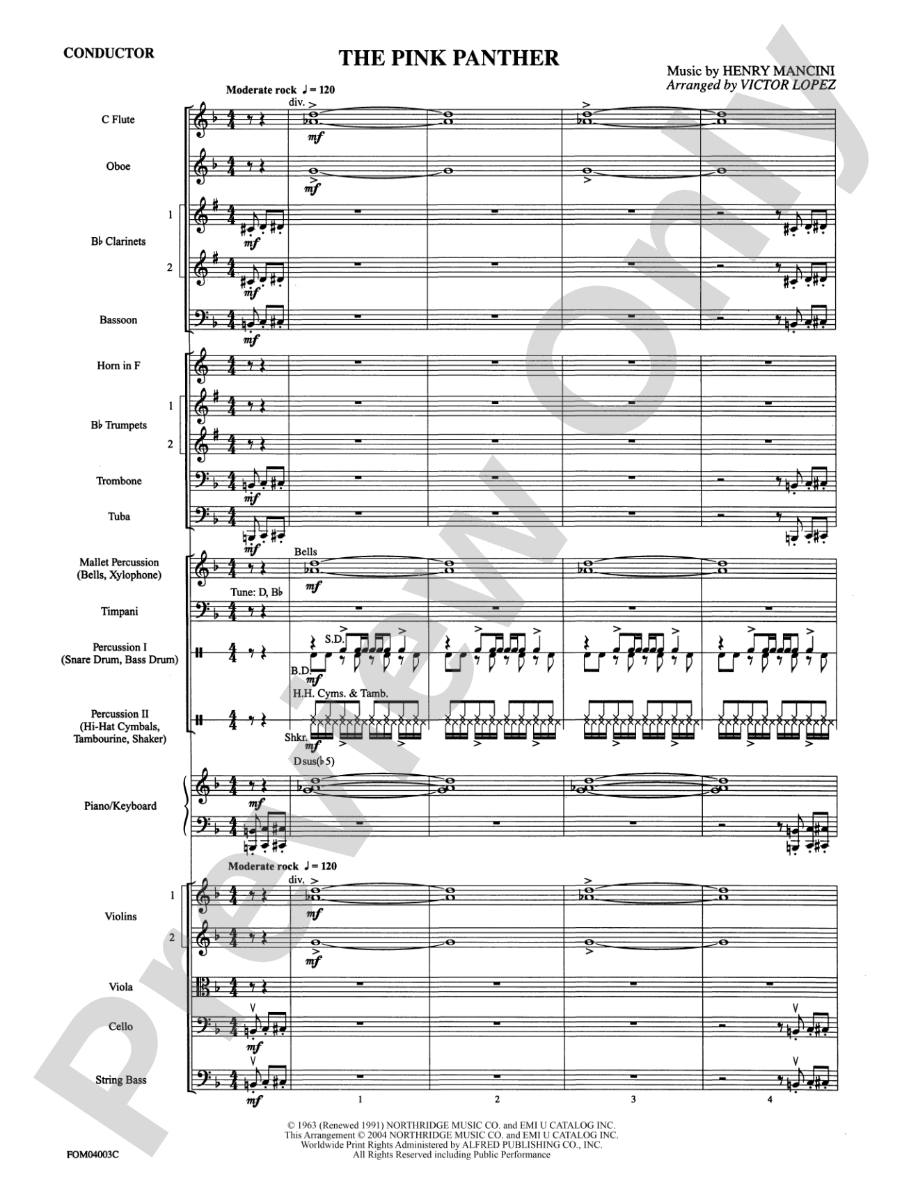 The Pink Panther: Full Orchestra Conductor Score & Parts