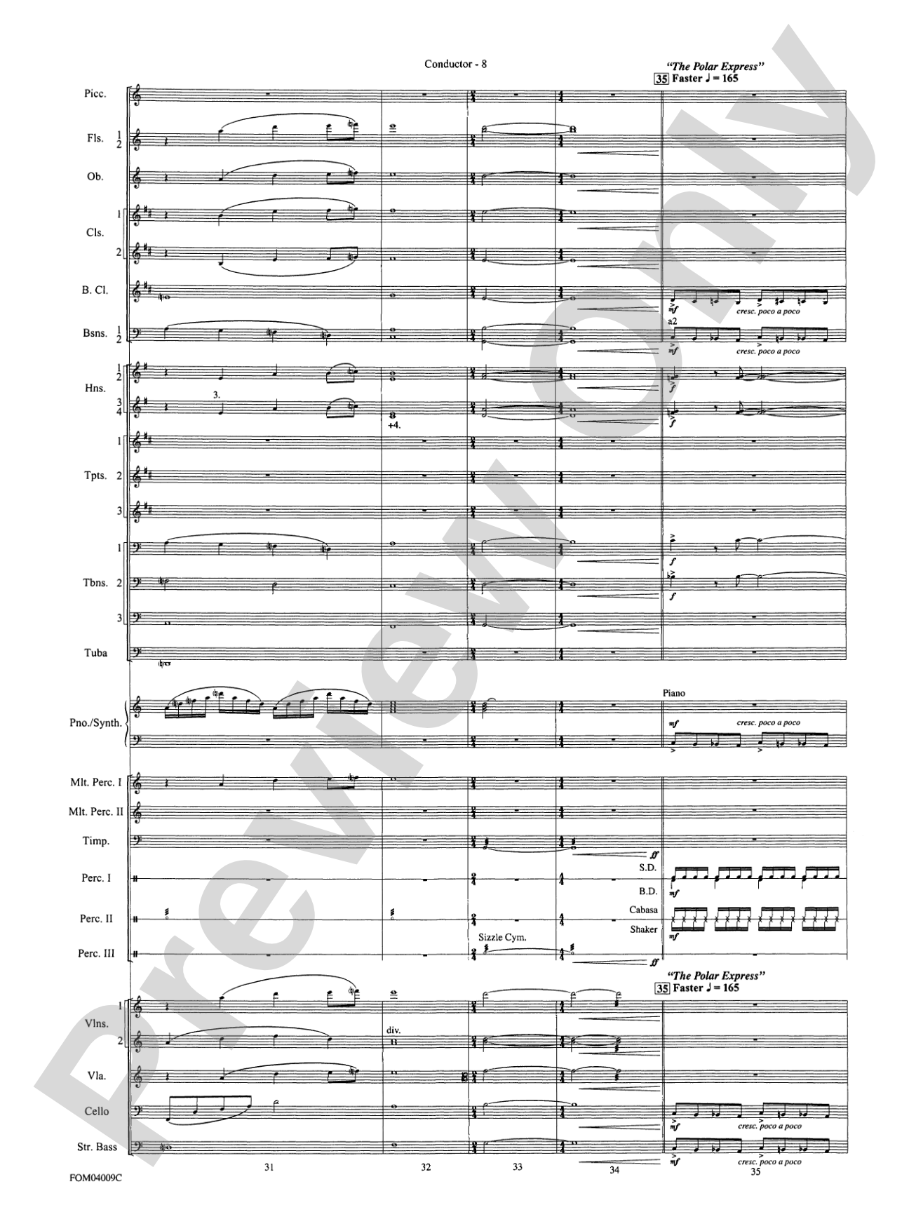 The Polar Express, Concert Suite from: Full Orchestra Conductor Score & Parts