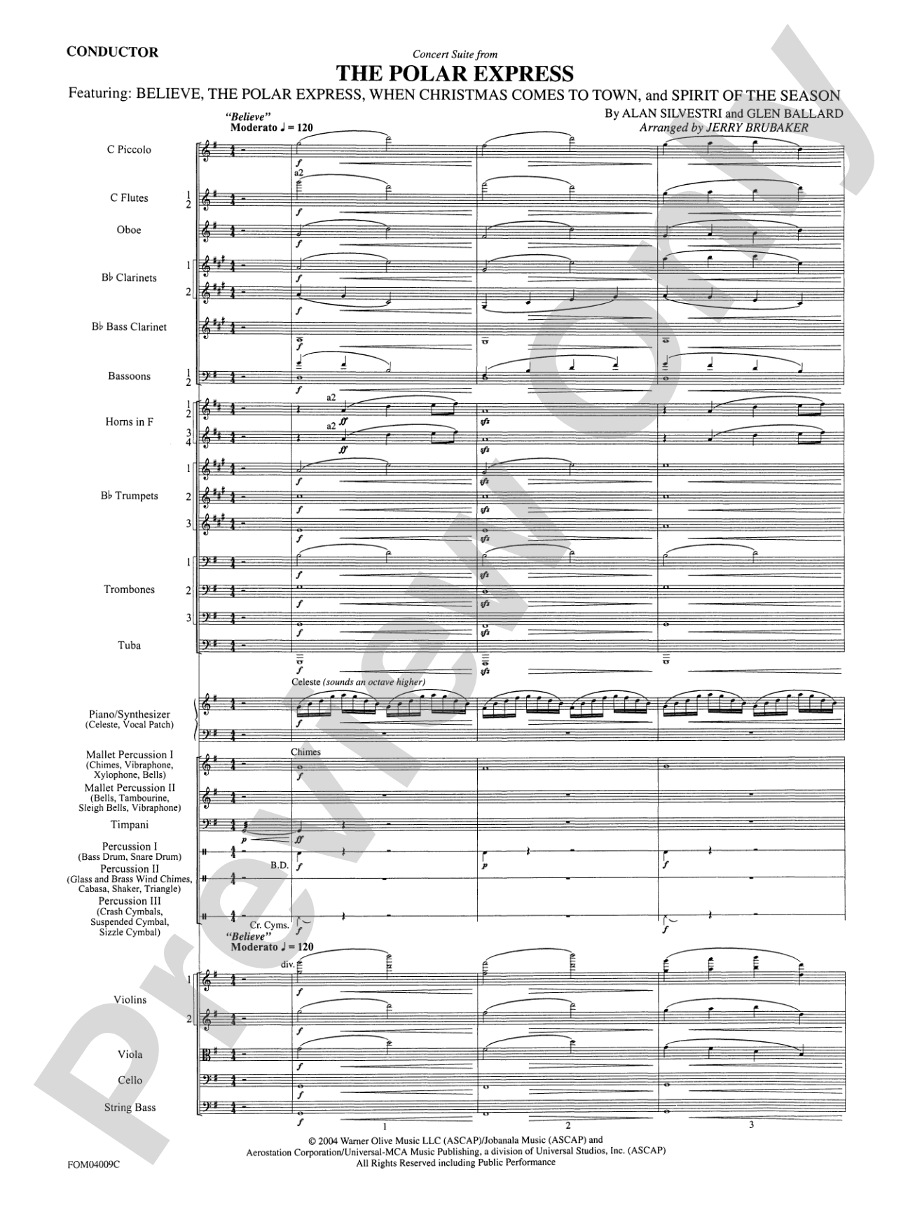 The Polar Express, Concert Suite from: Full Orchestra Conductor Score & Parts