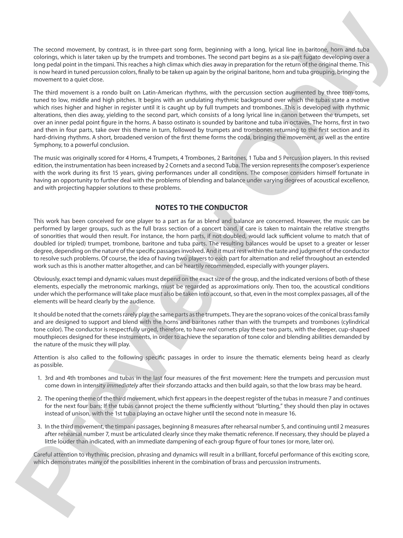 Symphony for Brass and Percussion: Concert Band Conductor Score & Parts