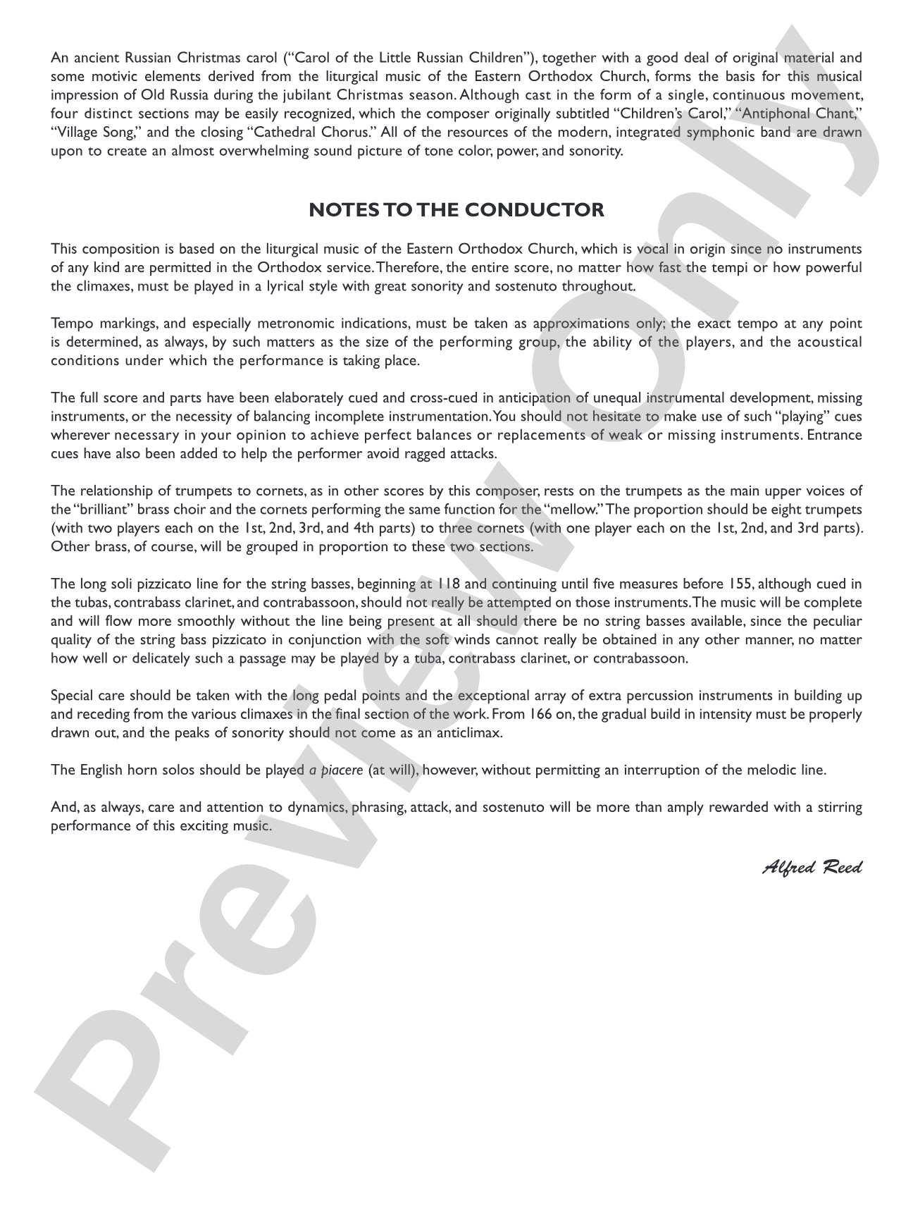 Russian Christmas Music: Concert Band Conductor Score & Parts