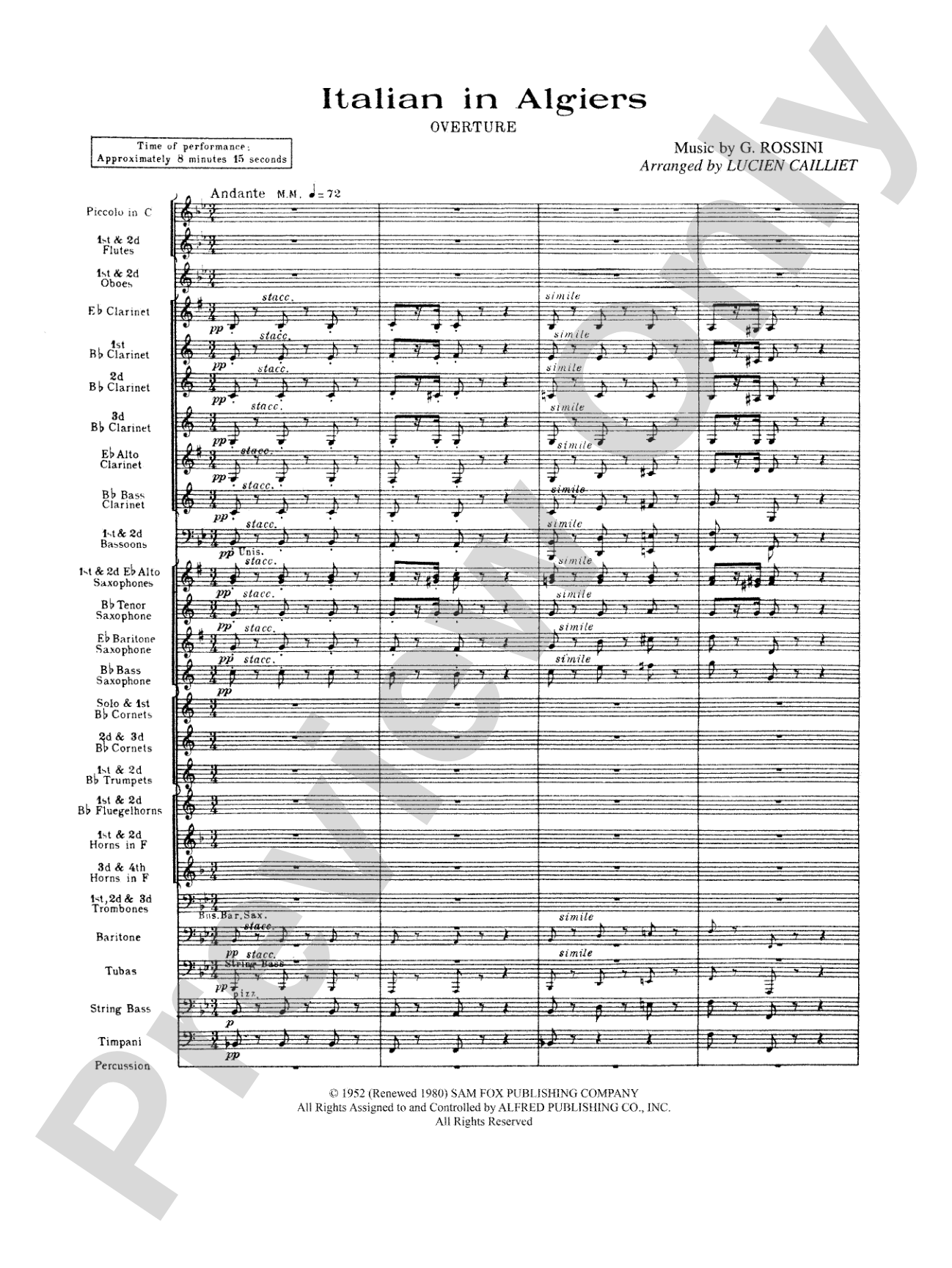 Italian in Algiers: Concert Band Conductor Score & Parts