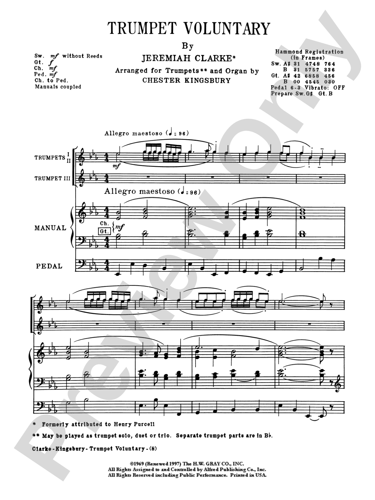 Trumpet Voluntary: Score