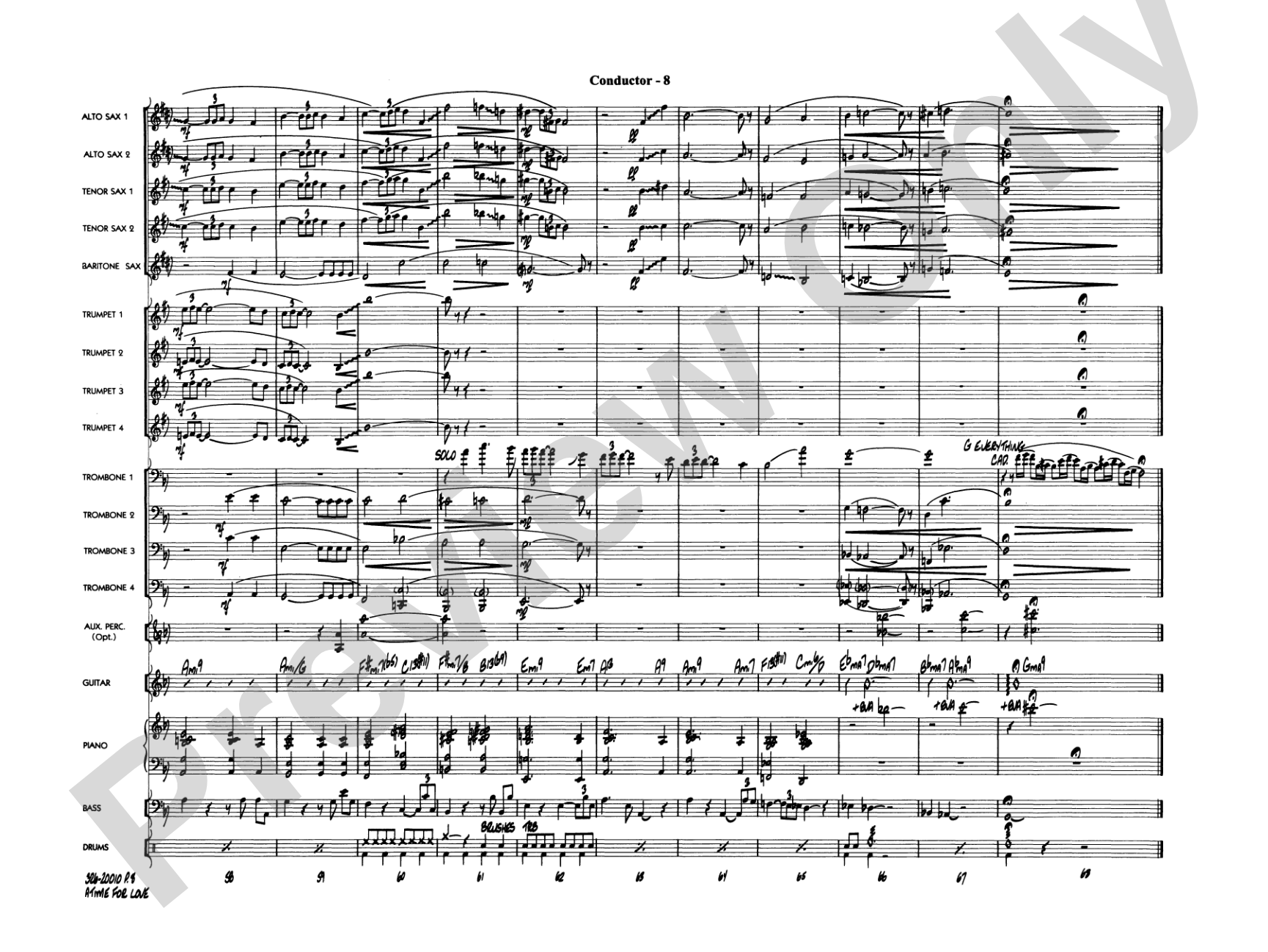 A Time for Love: Jazz Ensemble Conductor Score & Parts