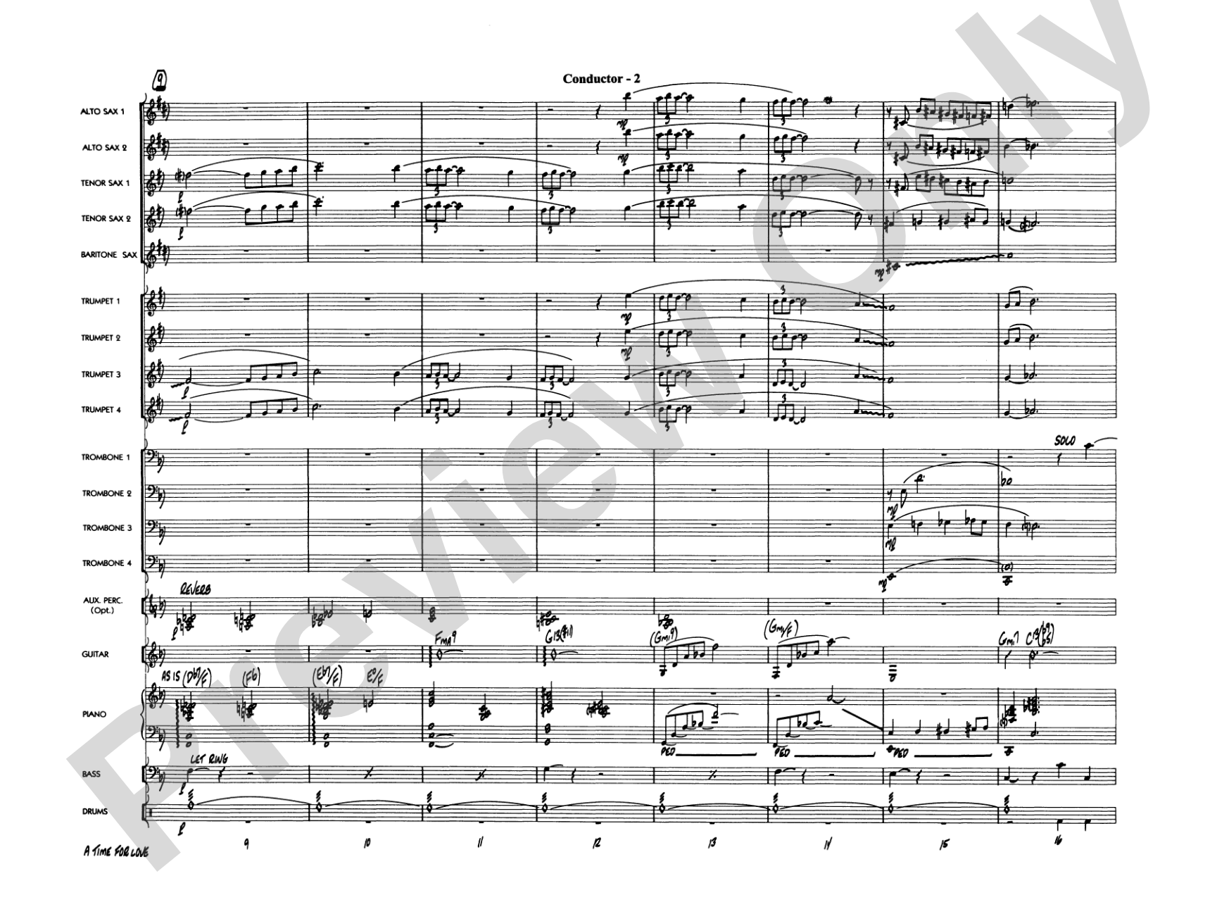A Time for Love: Jazz Ensemble Conductor Score & Parts