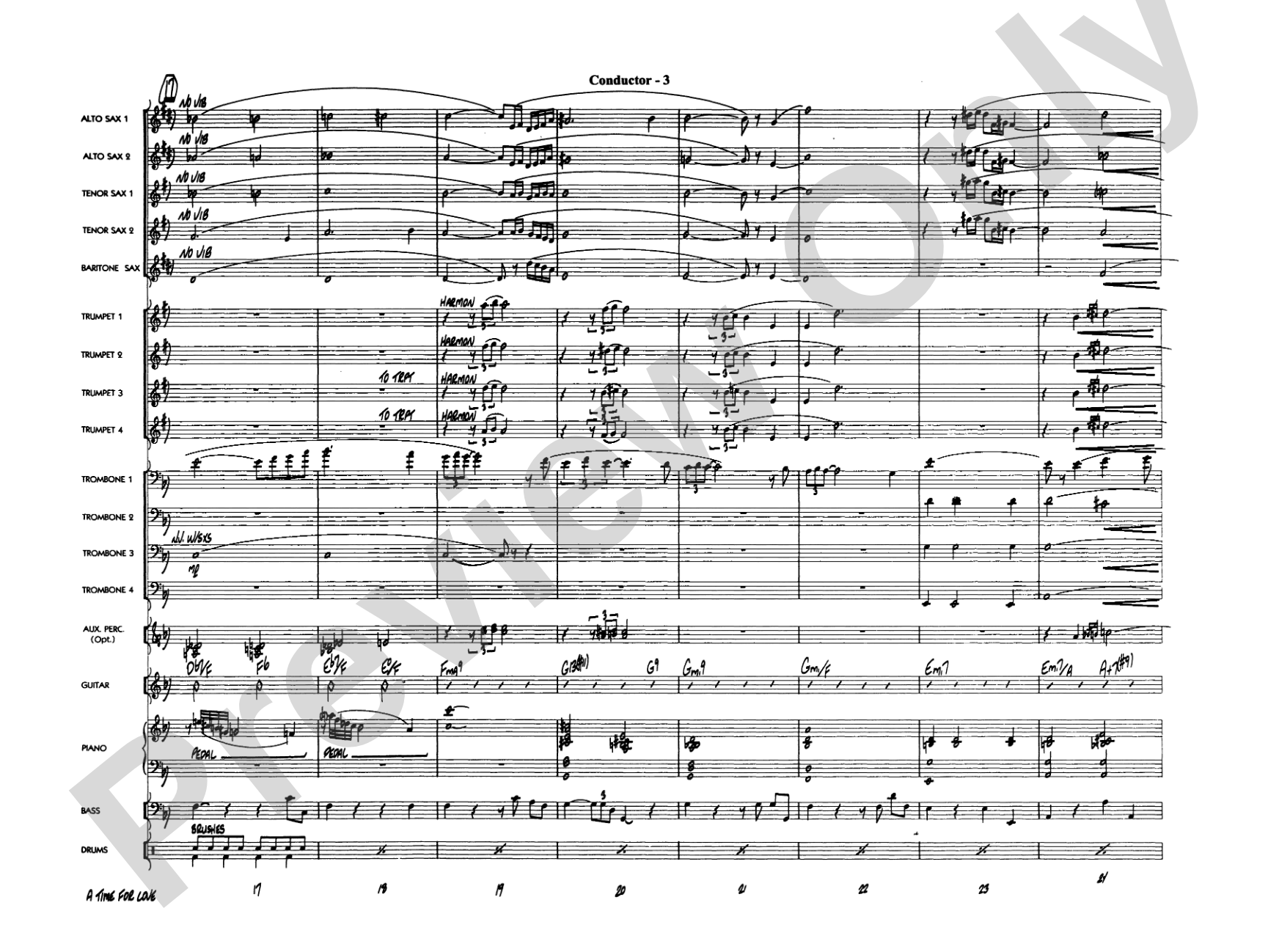 A Time for Love: Jazz Ensemble Conductor Score & Parts
