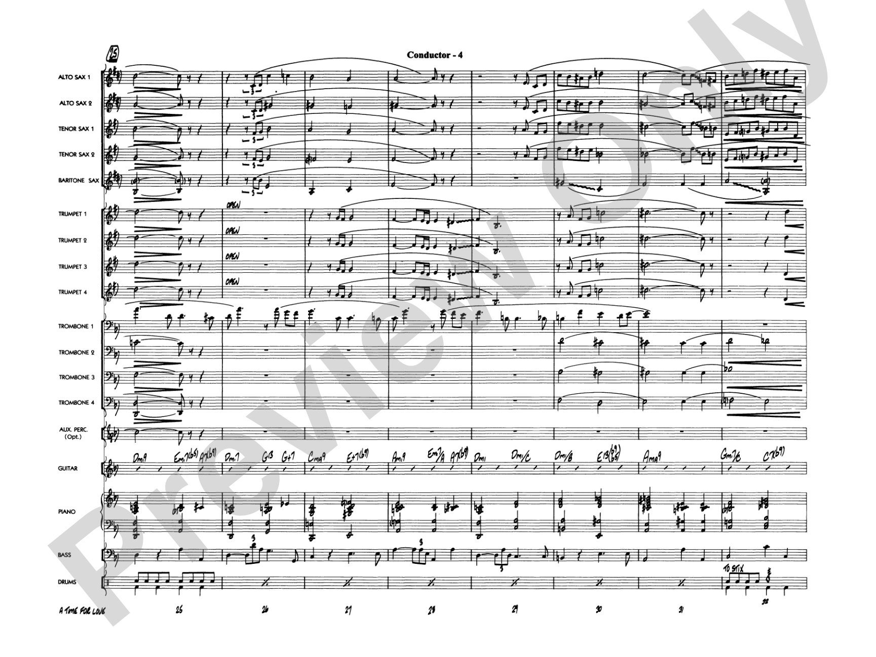 A Time for Love: Jazz Ensemble Conductor Score & Parts