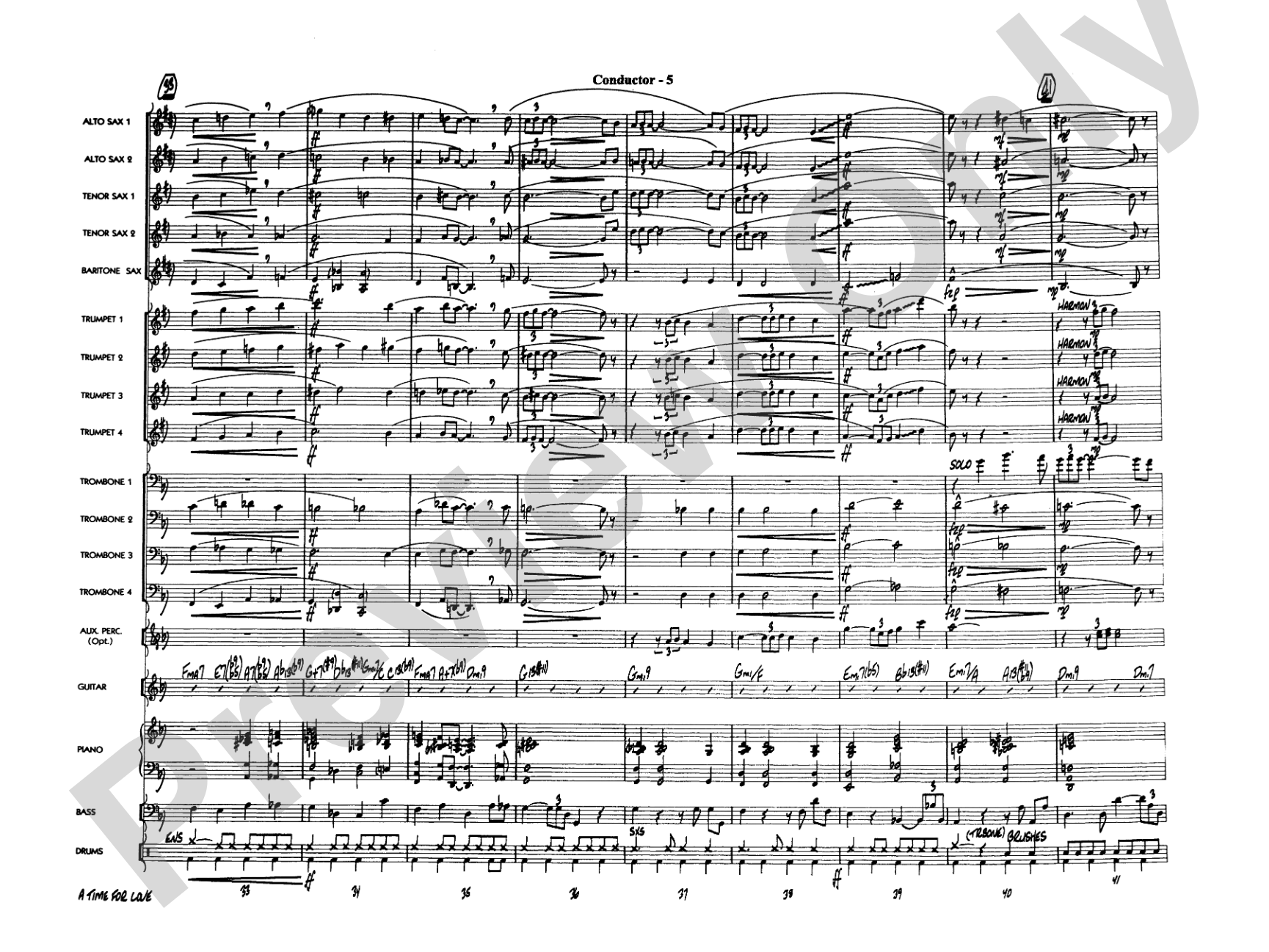 A Time for Love: Jazz Ensemble Conductor Score & Parts