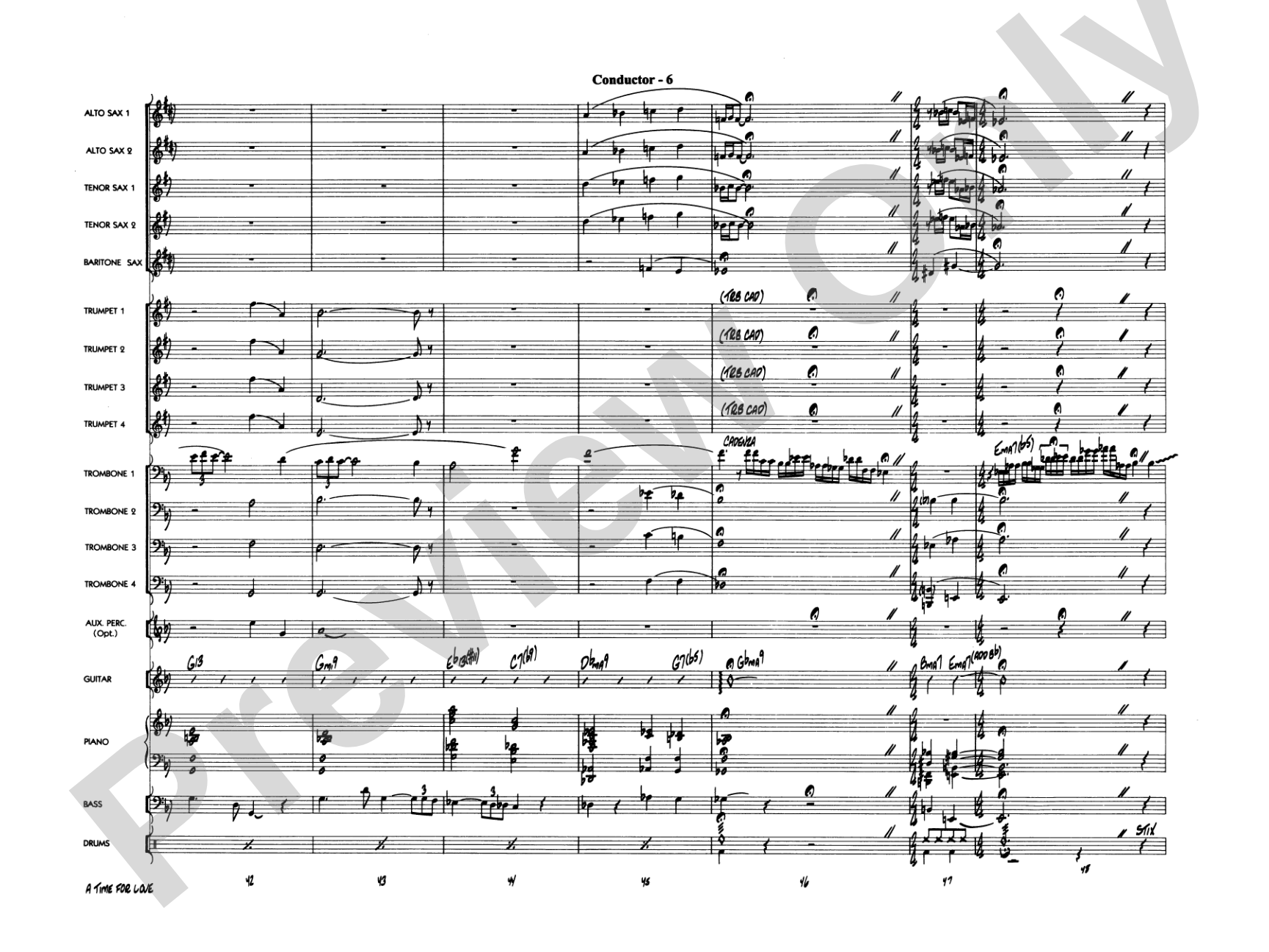 A Time for Love: Jazz Ensemble Conductor Score & Parts