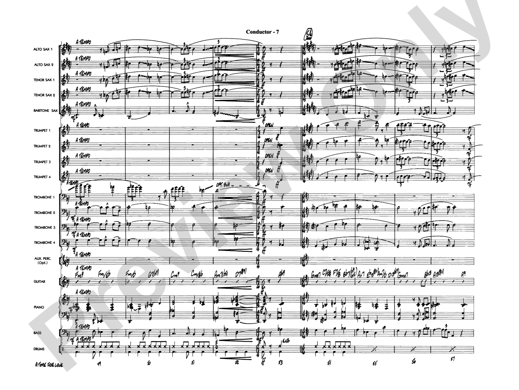 A Time for Love: Jazz Ensemble Conductor Score & Parts