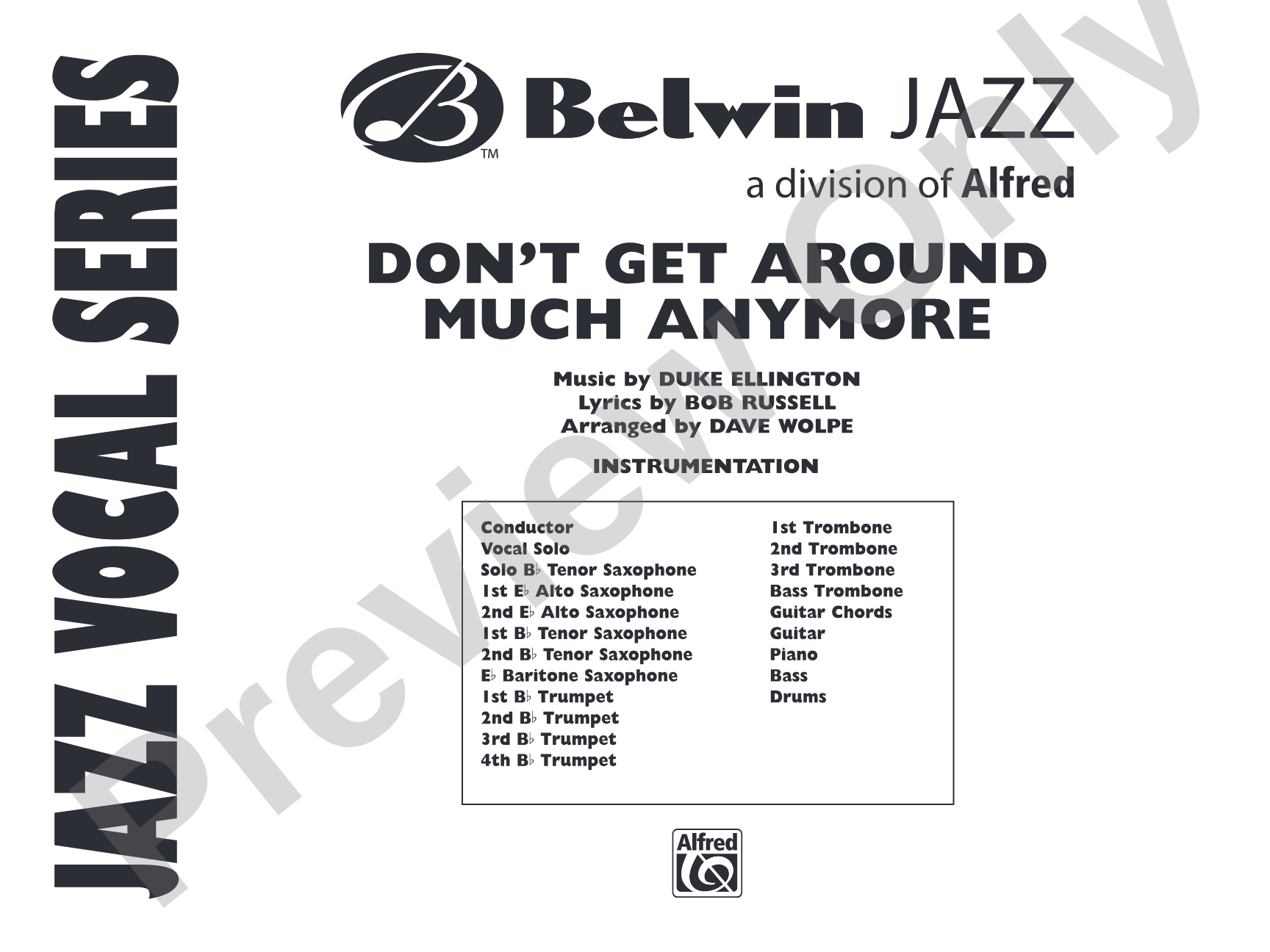 Don't Get Around Much Anymore: Vocal Solo with Jazz Ensemble Conductor Score & Parts