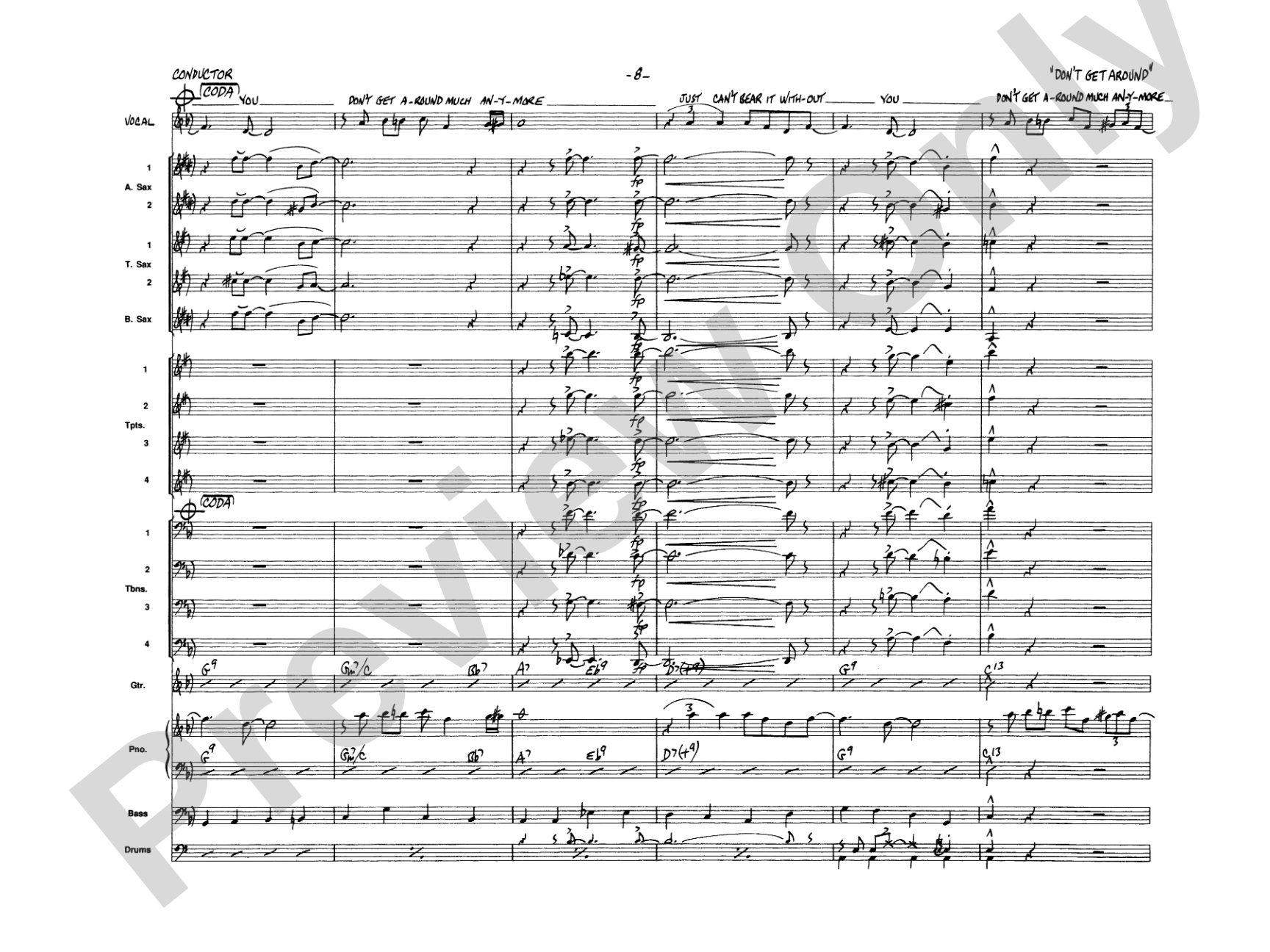 Don't Get Around Much Anymore: Vocal Solo with Jazz Ensemble Conductor Score & Parts
