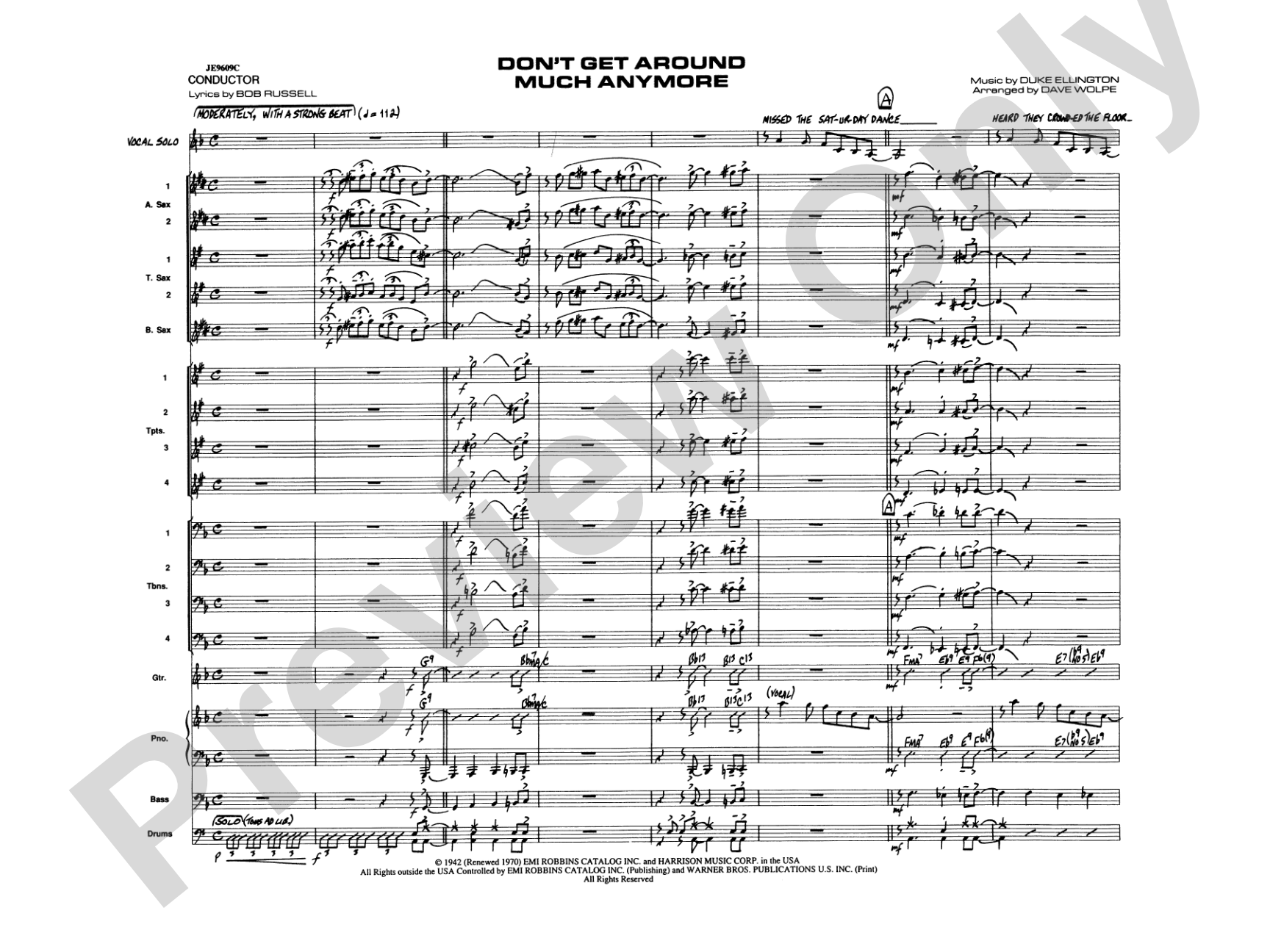 Don't Get Around Much Anymore: Vocal Solo with Jazz Ensemble Conductor Score & Parts