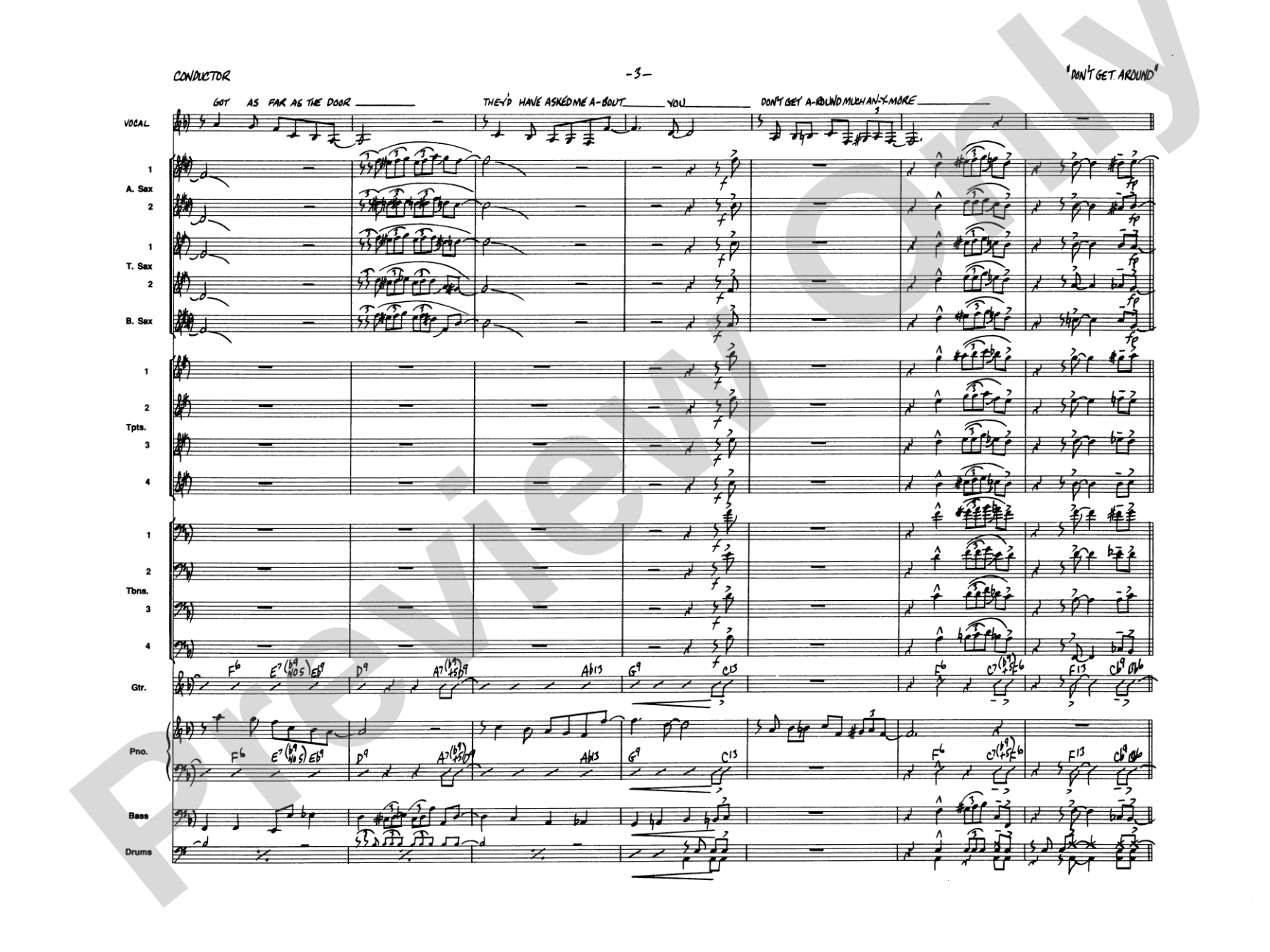 Don't Get Around Much Anymore: Vocal Solo with Jazz Ensemble Conductor Score & Parts